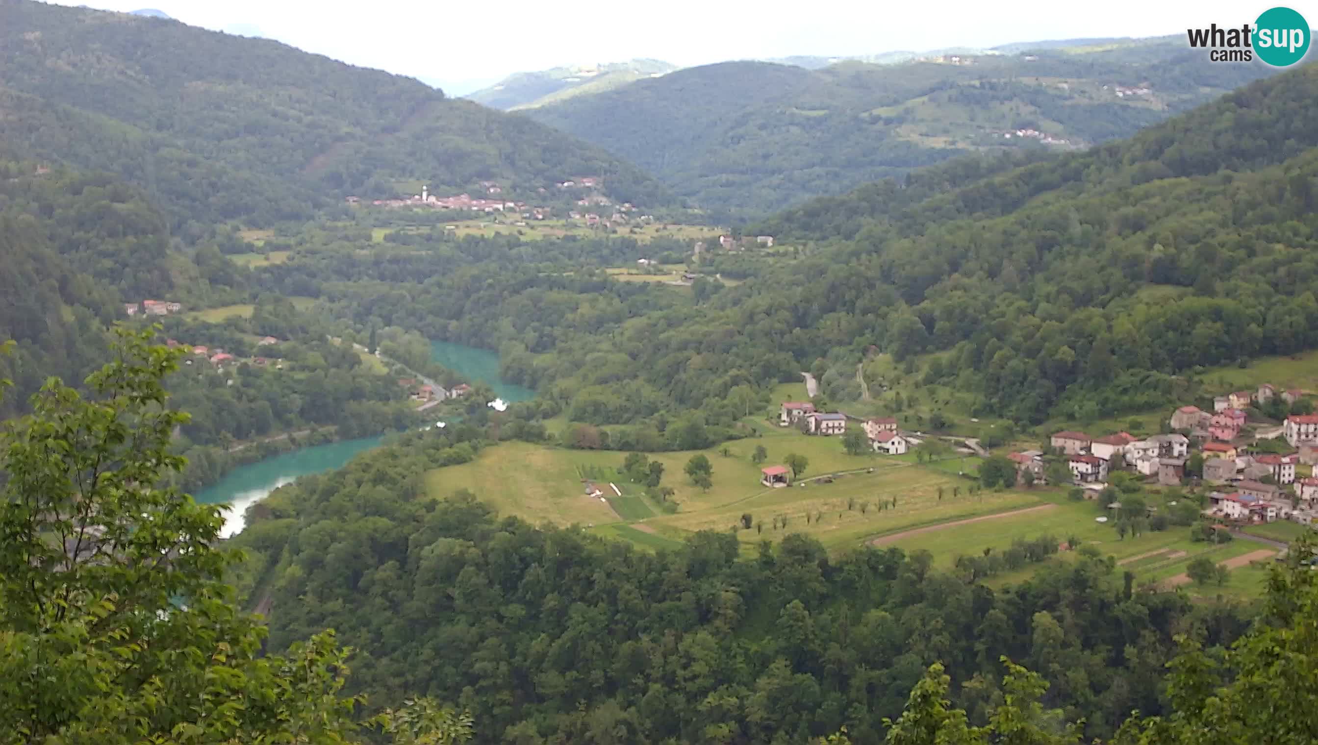 Live Webcam Kanal ob Soči – Blick auf den Fluss Soča, Ajba, Bodrež und Ročinj