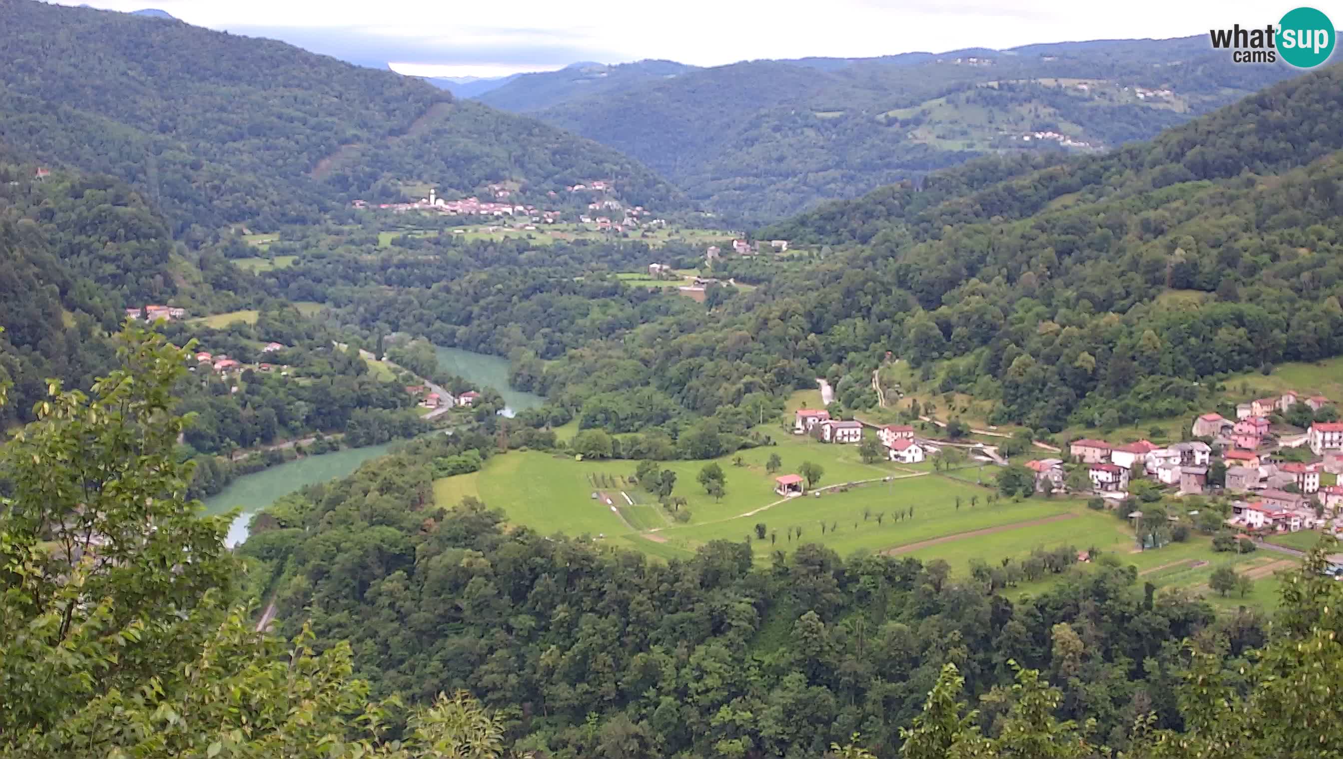 Camera en vivo Kanal ob Soči – Vue sur la rivière Soča, Ajba, Bodrež y Ročinj