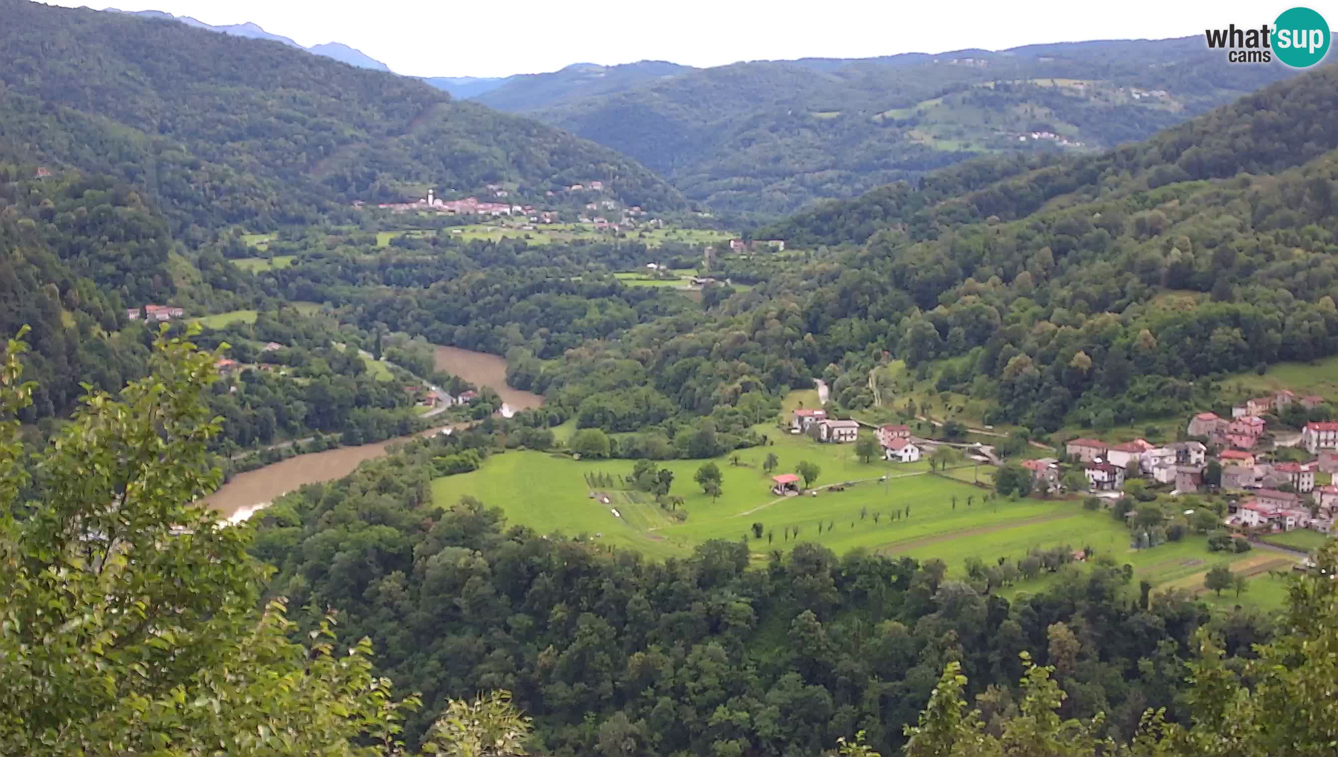 Camera en vivo Kanal ob Soči – Vue sur la rivière Soča, Ajba, Bodrež y Ročinj