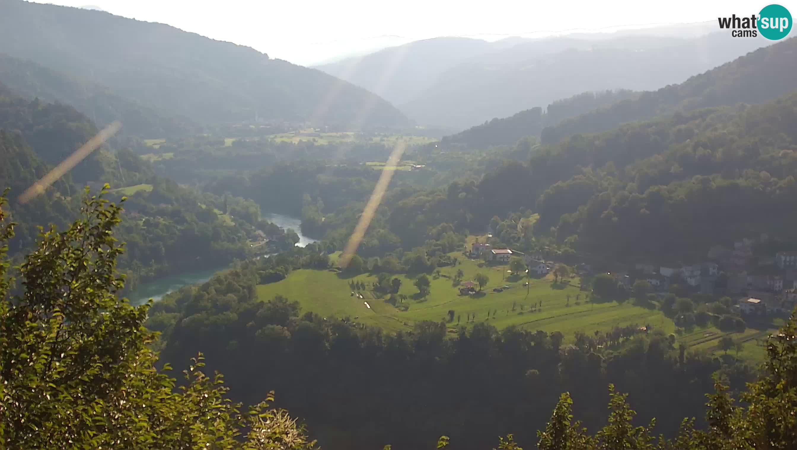 Live Webcam Kanal ob Soči – Blick auf den Fluss Soča, Ajba, Bodrež und Ročinj
