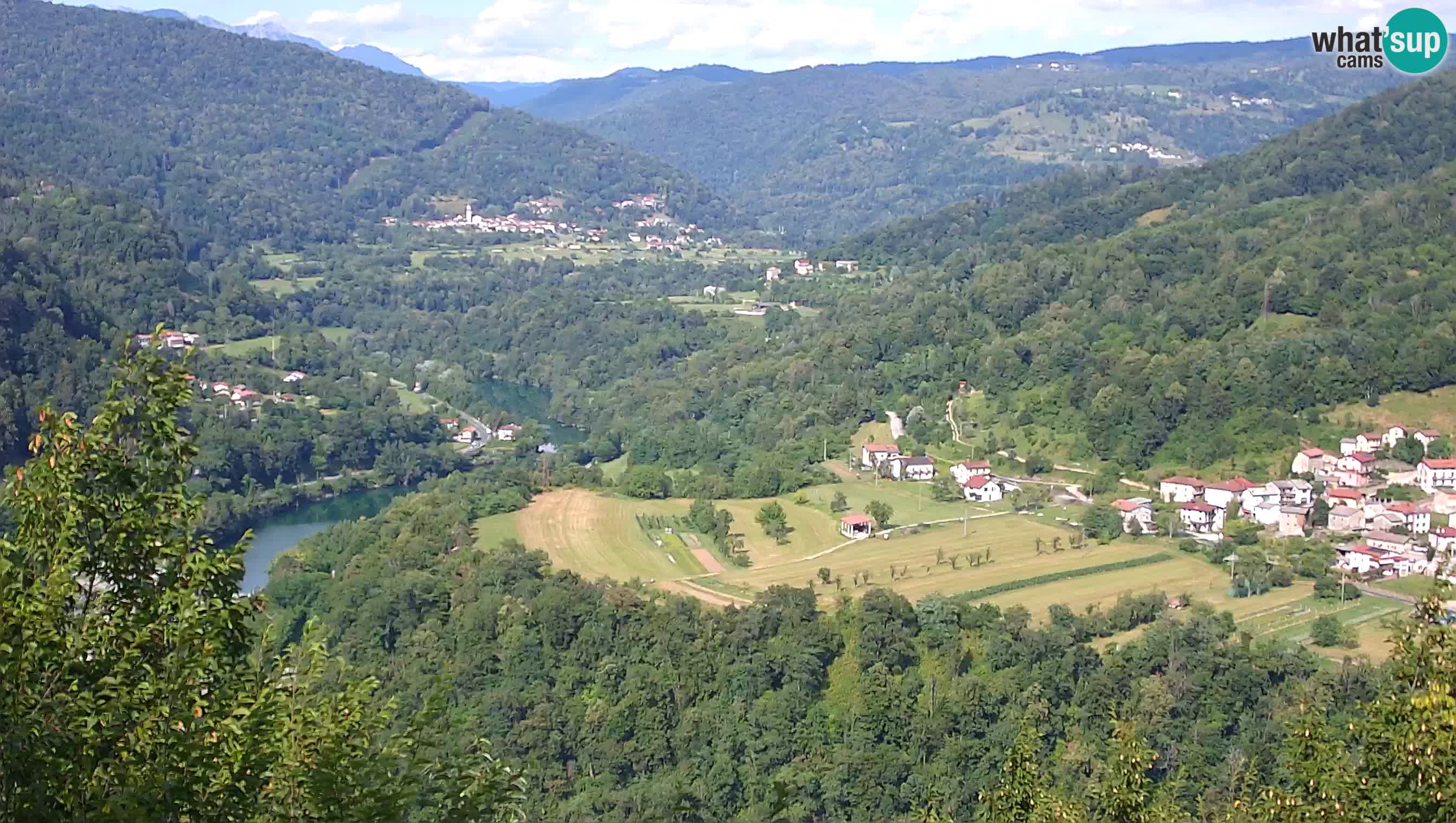 Live Webcam Kanal ob Soči – View to Soča river, Ajba, Bodrež and Ročinj