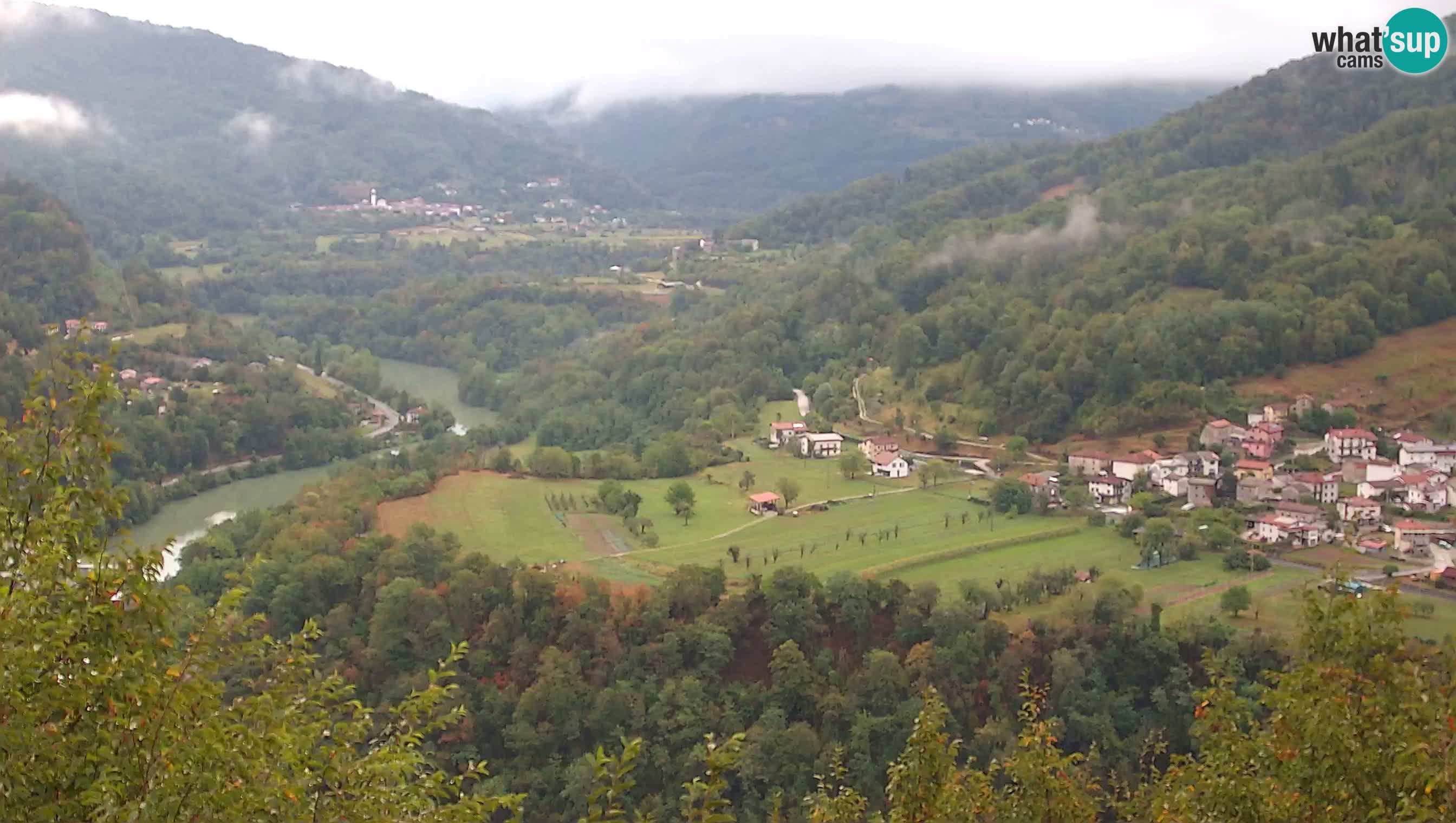 Live Webcam Kanal ob Soči – View to Soča river, Ajba, Bodrež and Ročinj