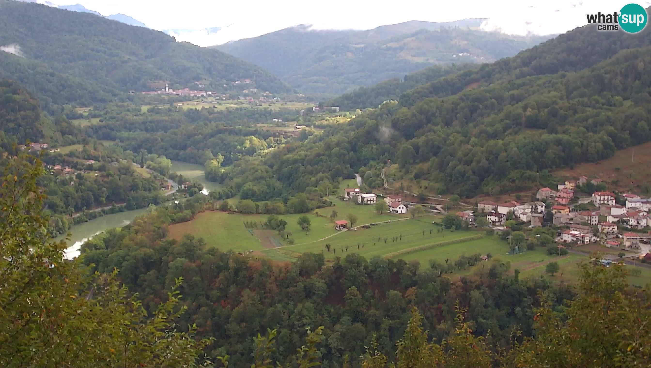 Live Webcam Kanal ob Soči – Blick auf den Fluss Soča, Ajba, Bodrež und Ročinj