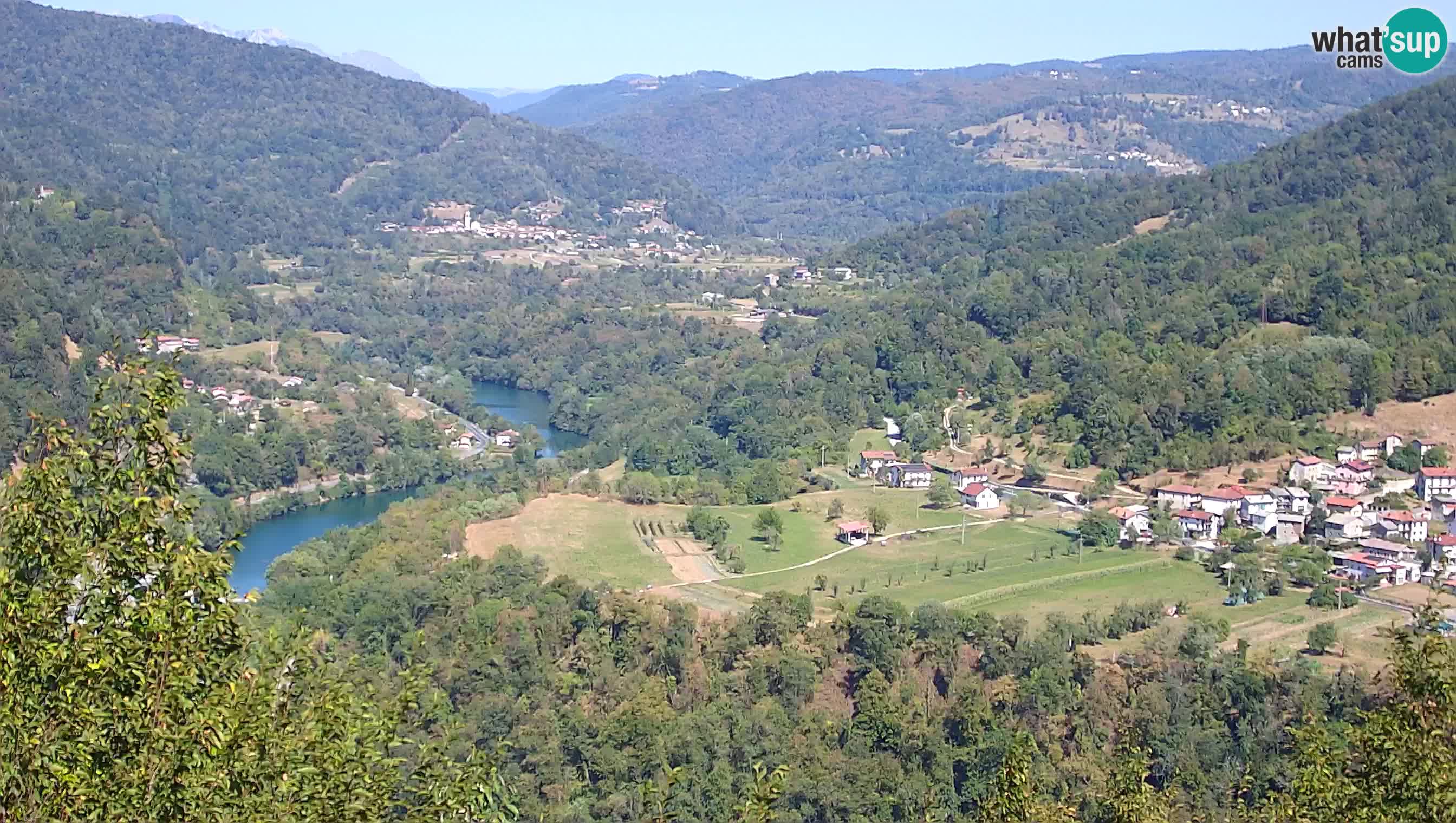 Live Webcam Kanal ob Soči – View to Soča river, Ajba, Bodrež and Ročinj