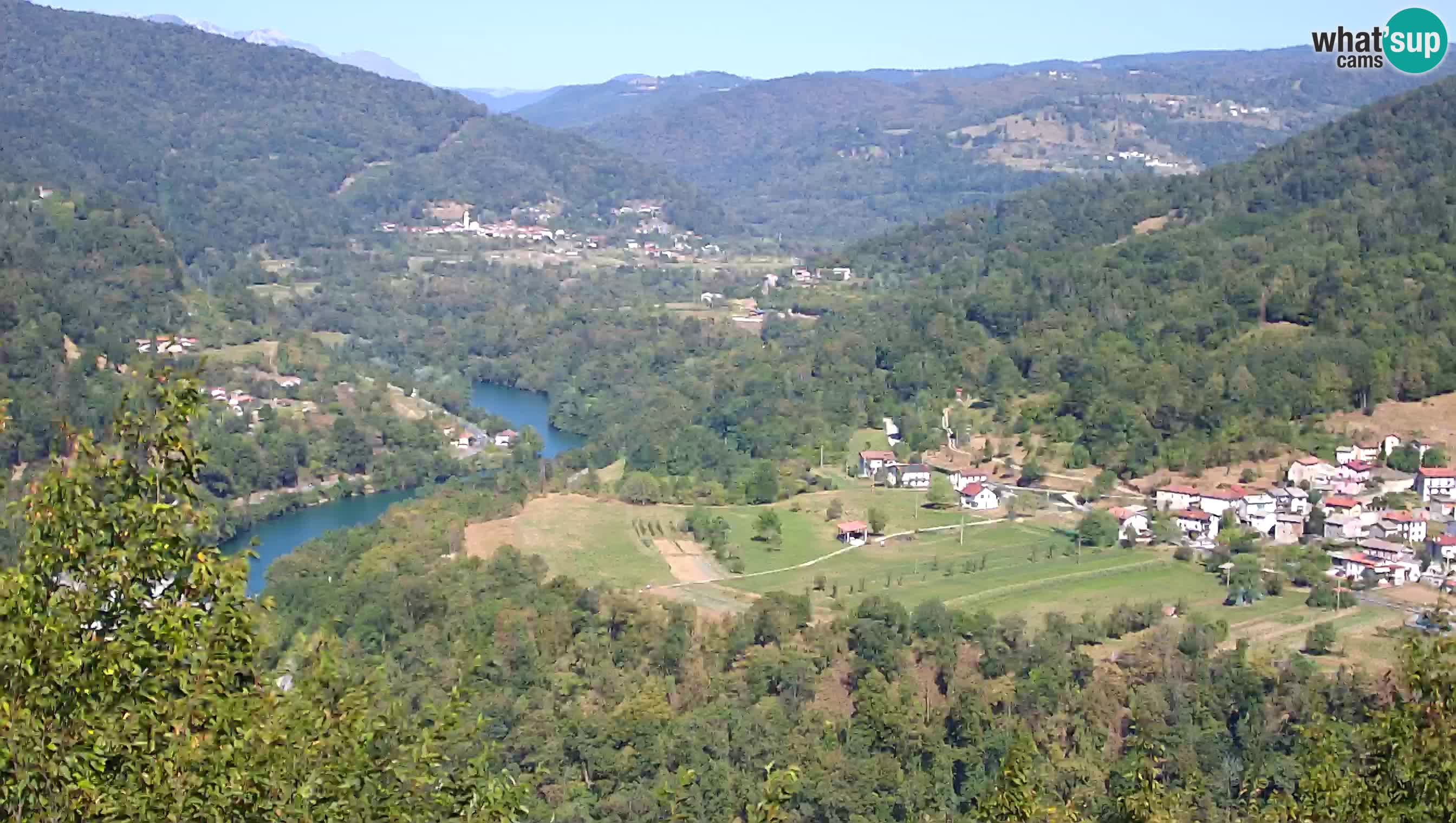 Camera en vivo Kanal ob Soči – Vue sur la rivière Soča, Ajba, Bodrež y Ročinj