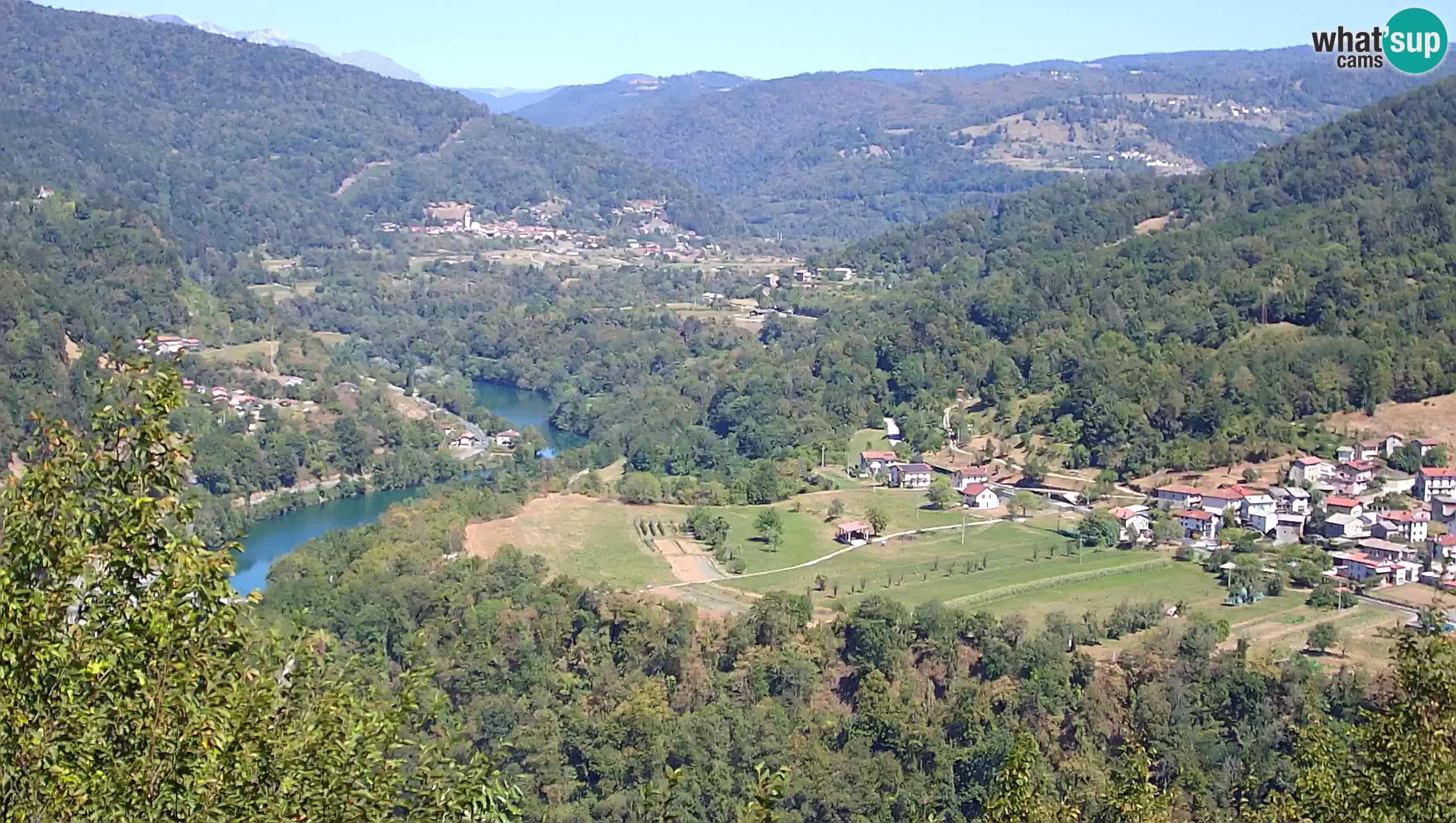 Live Webcam Kanal ob Soči – Blick auf den Fluss Soča, Ajba, Bodrež und Ročinj