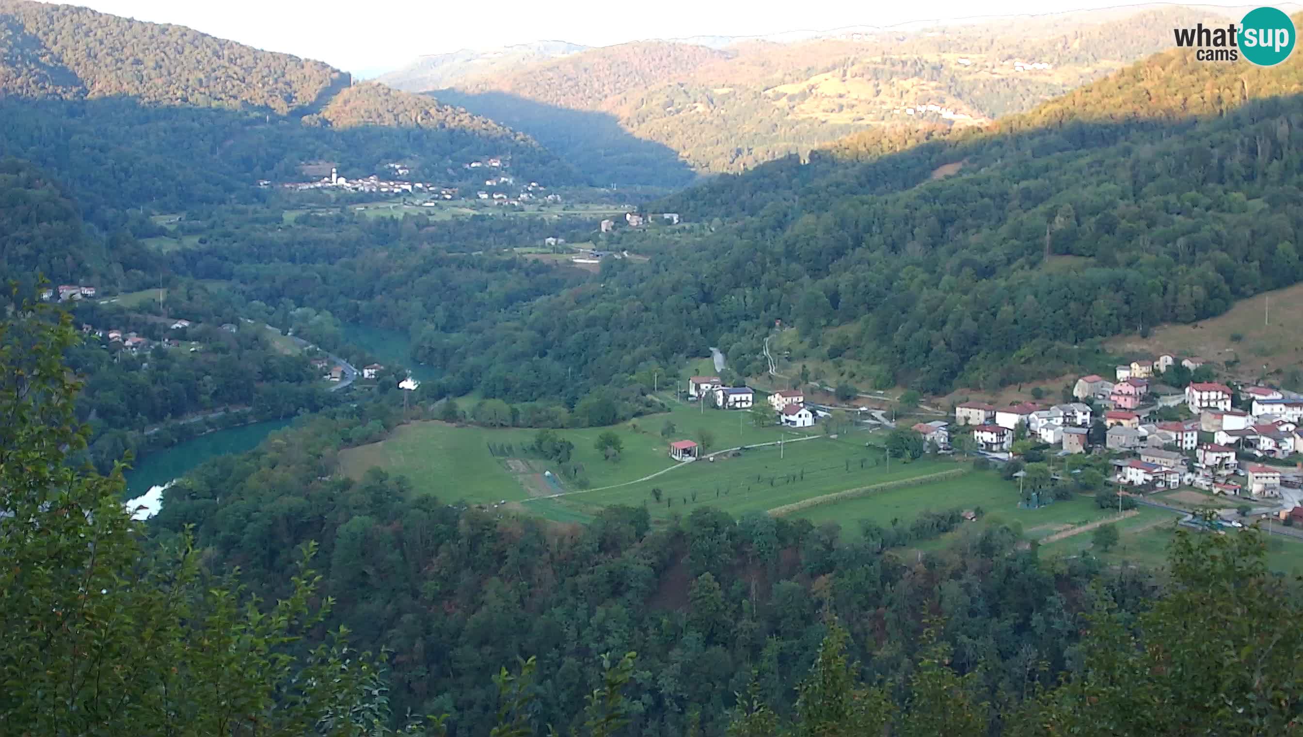Camera en vivo Kanal ob Soči – Vue sur la rivière Soča, Ajba, Bodrež y Ročinj