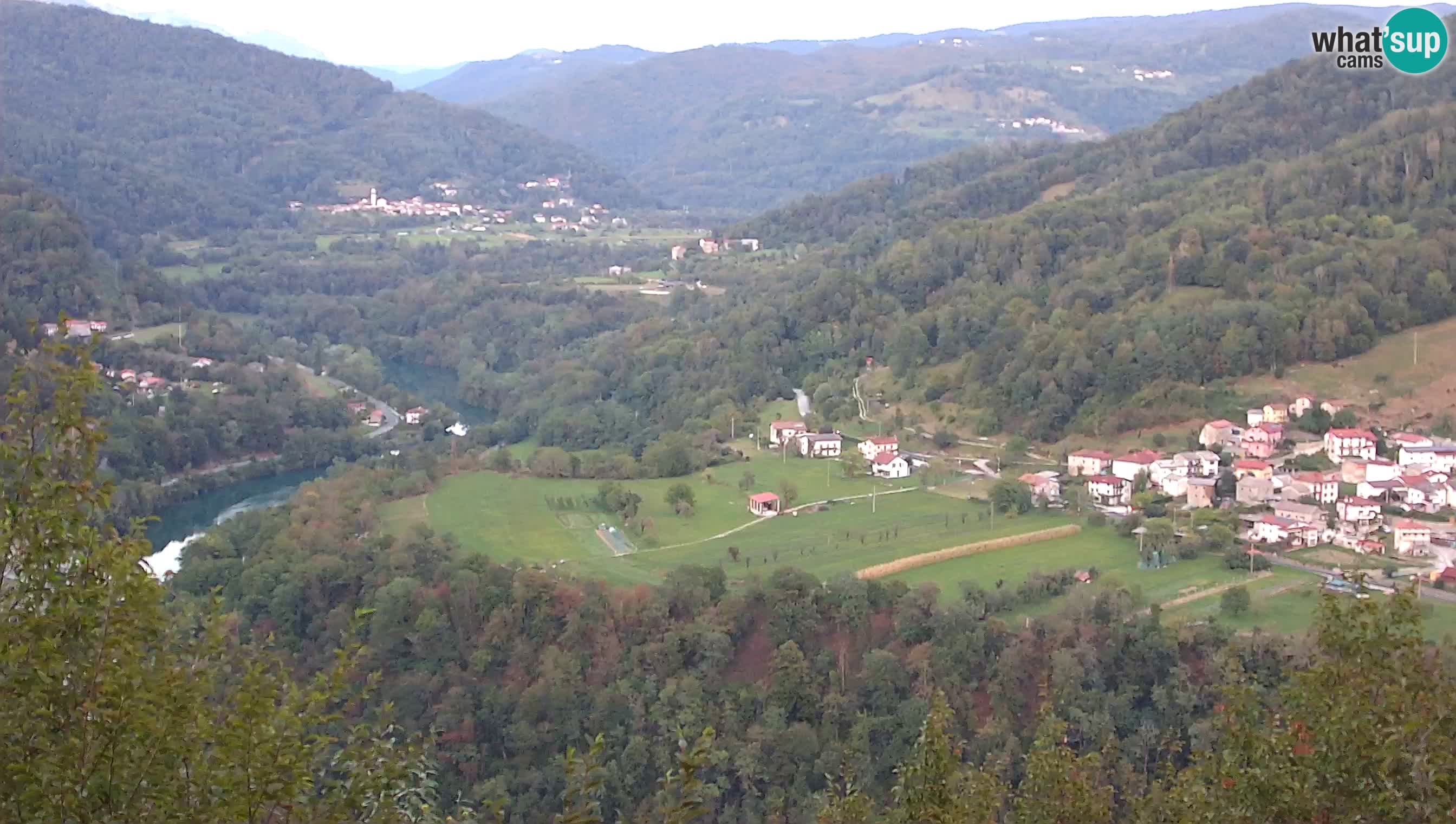 Camera en vivo Kanal ob Soči – Vue sur la rivière Soča, Ajba, Bodrež y Ročinj