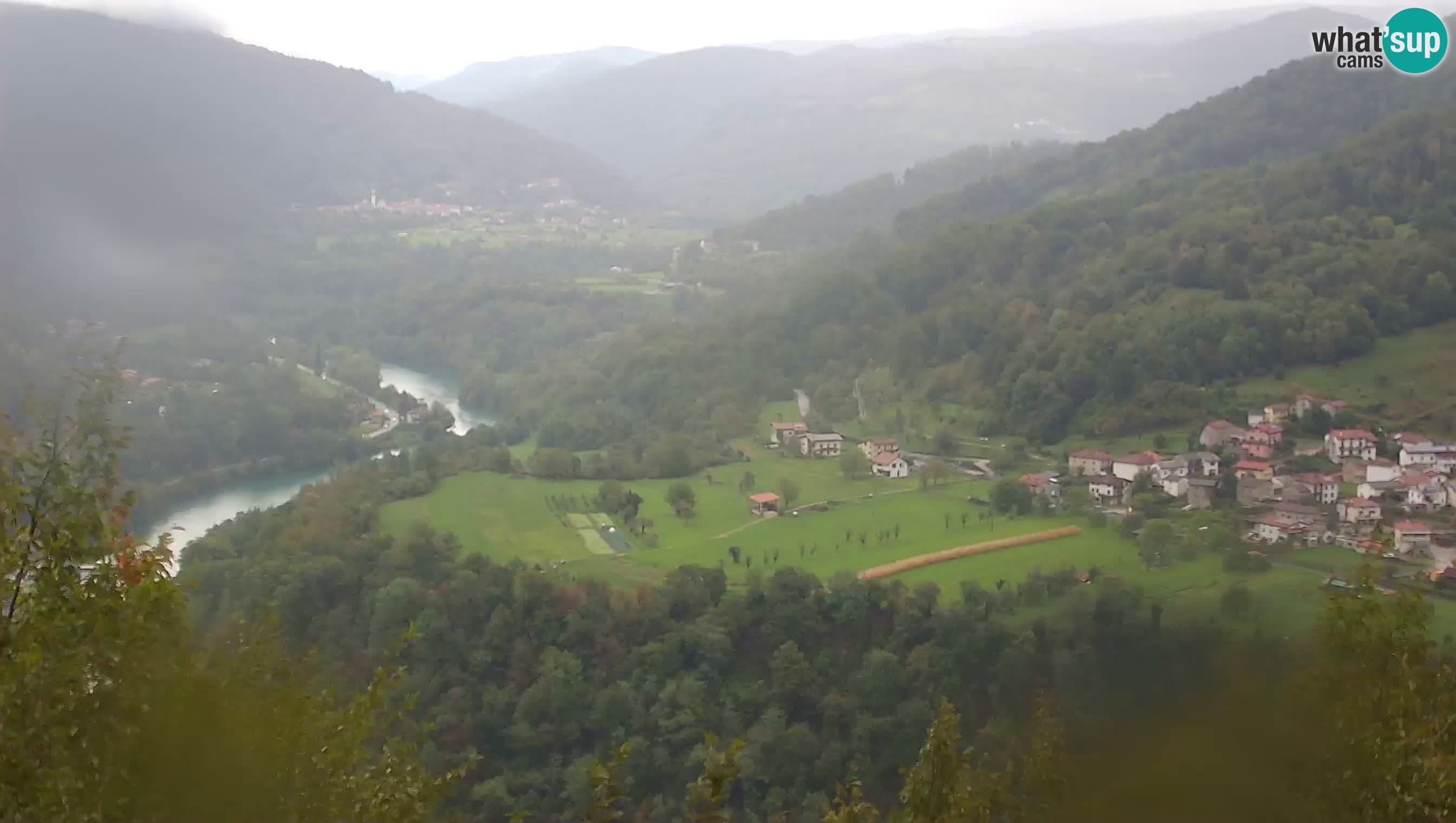 Live Webcam Kanal ob Soči – View to Soča river, Ajba, Bodrež and Ročinj