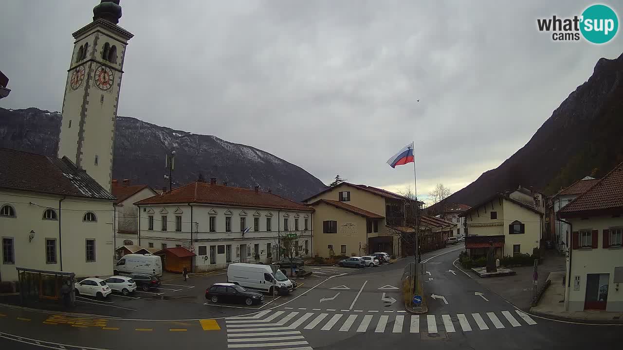 Spletna kamera Kobarid center mesta – dolina Soče – Slovenija