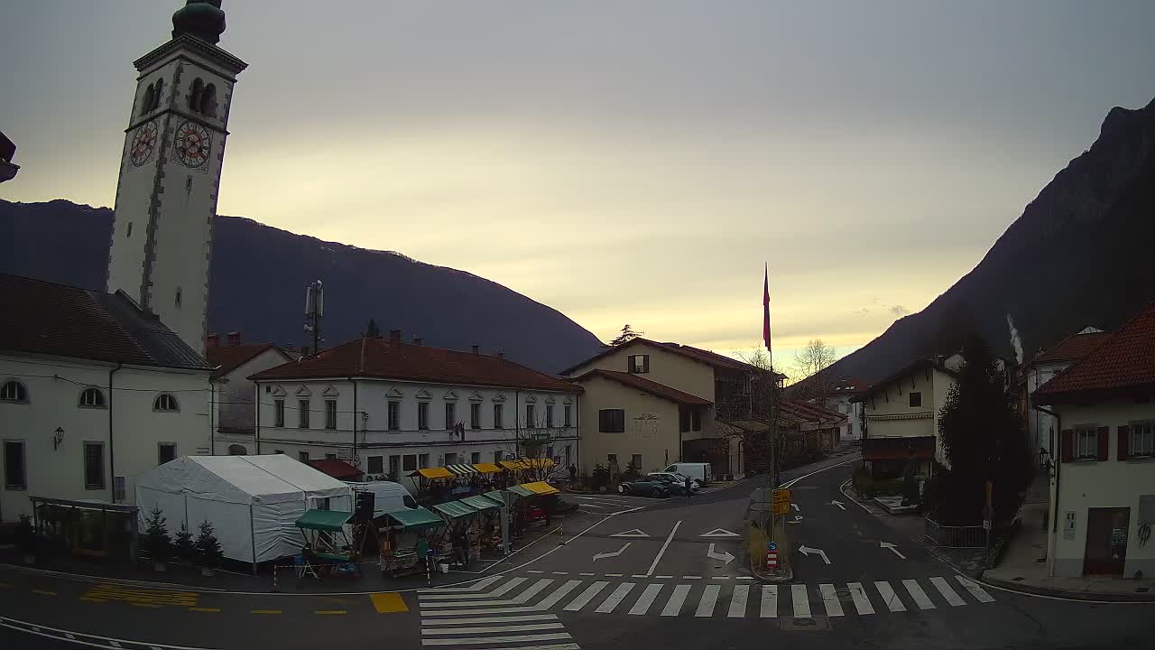 Web kamera uživo Centar grada Kobarida – dolina Soče – Slovenija