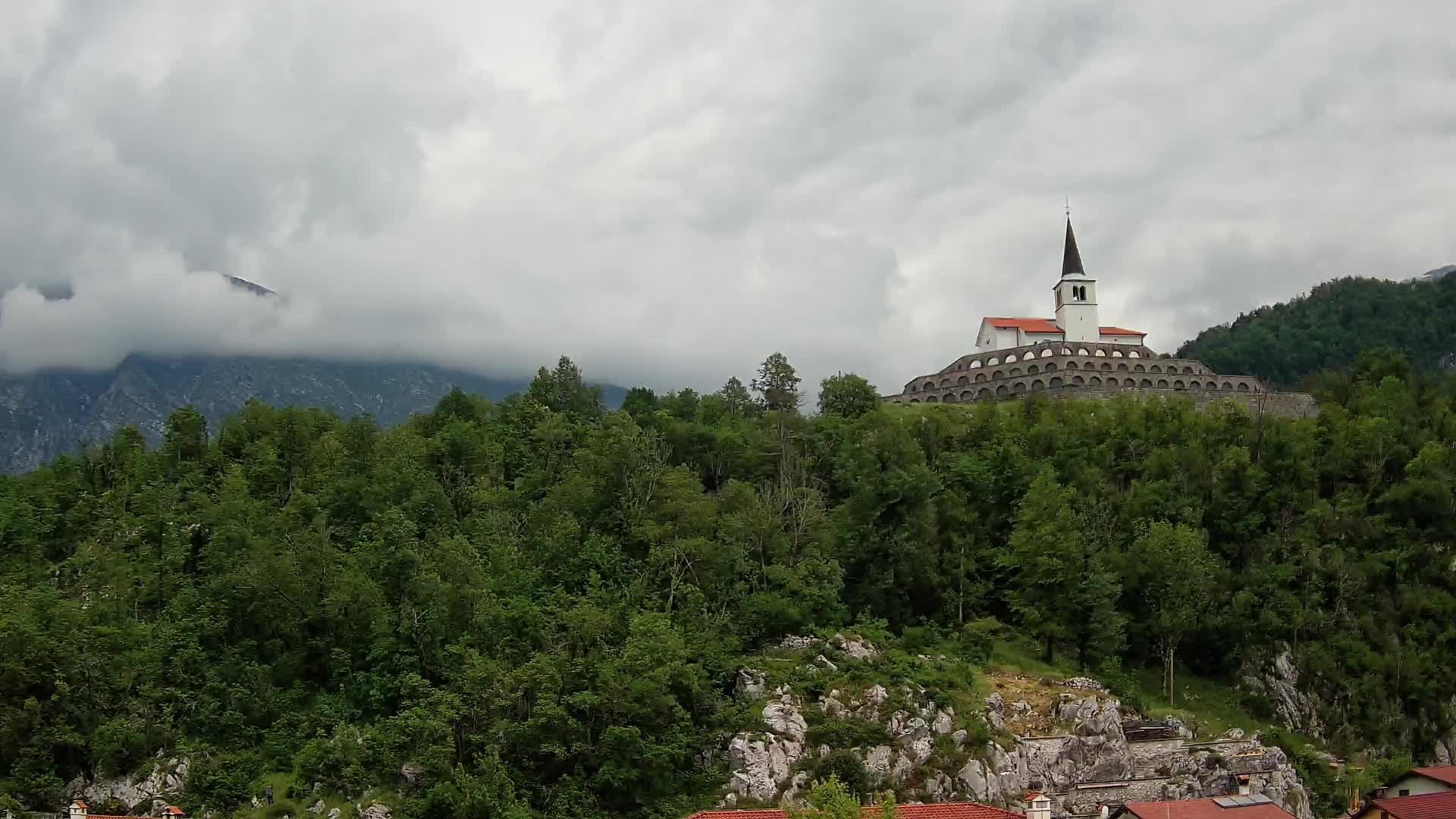 Kobarid webcam – View to Charnel House from 1st world war