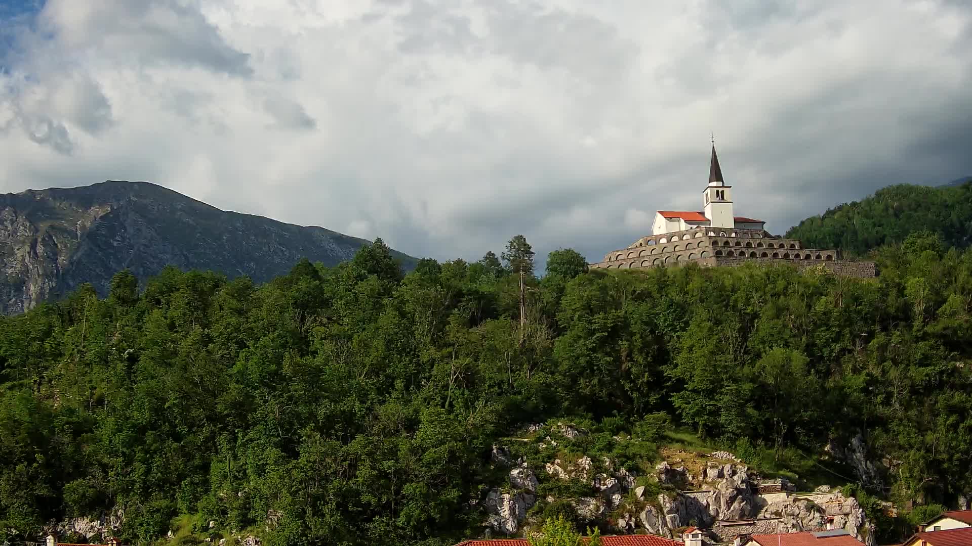 Kobarid webcam – View to Charnel House from 1st world war