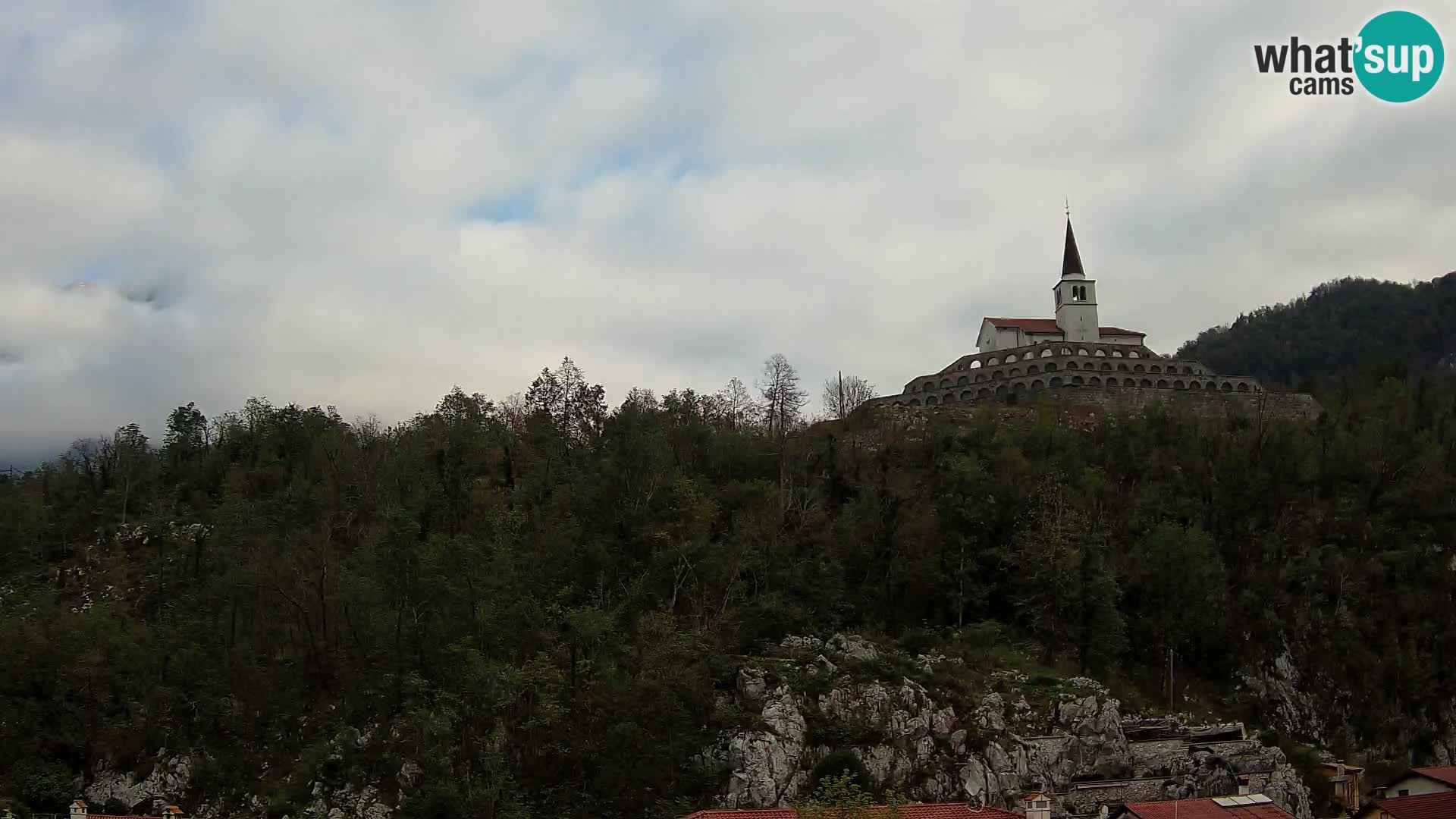 Kobarid-Webcam – Blick auf das Beinhaus aus dem 1. Weltkrieg