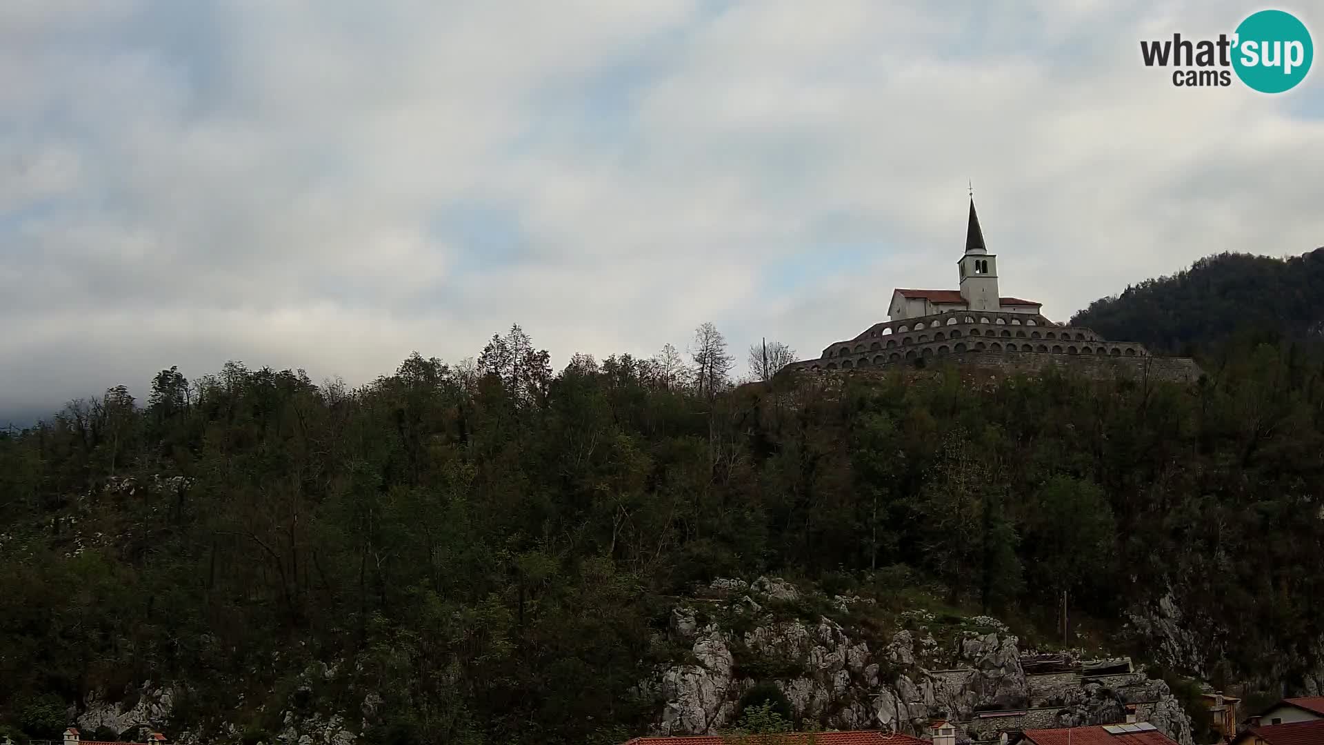 Kobarid webcam – View to Charnel House from 1st world war