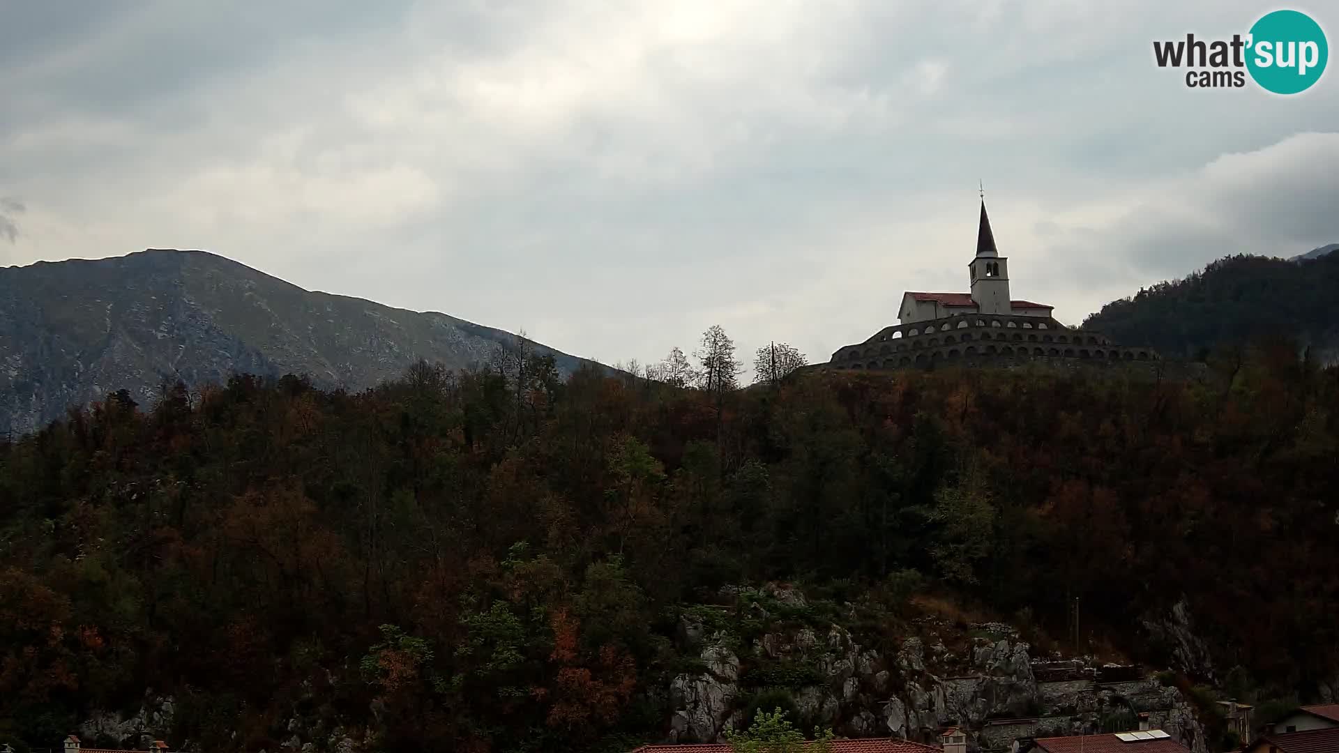 Kobarid webcam – View to Charnel House from 1st world war