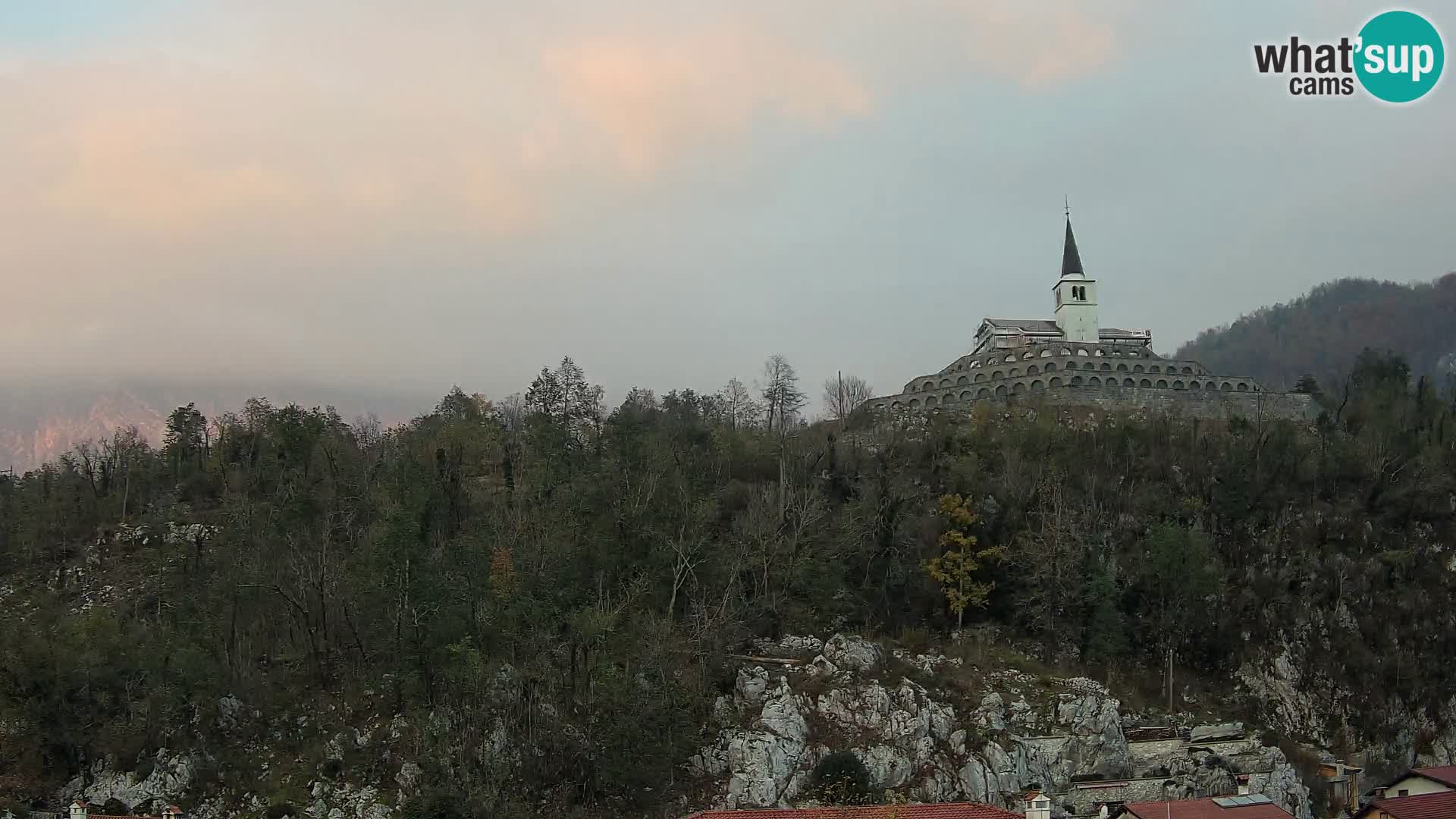 Kobarid webcam – View to Charnel House from 1st world war