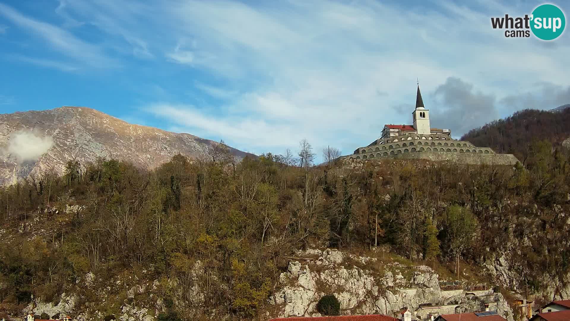 Kobarid-Webcam – Blick auf das Beinhaus aus dem 1. Weltkrieg