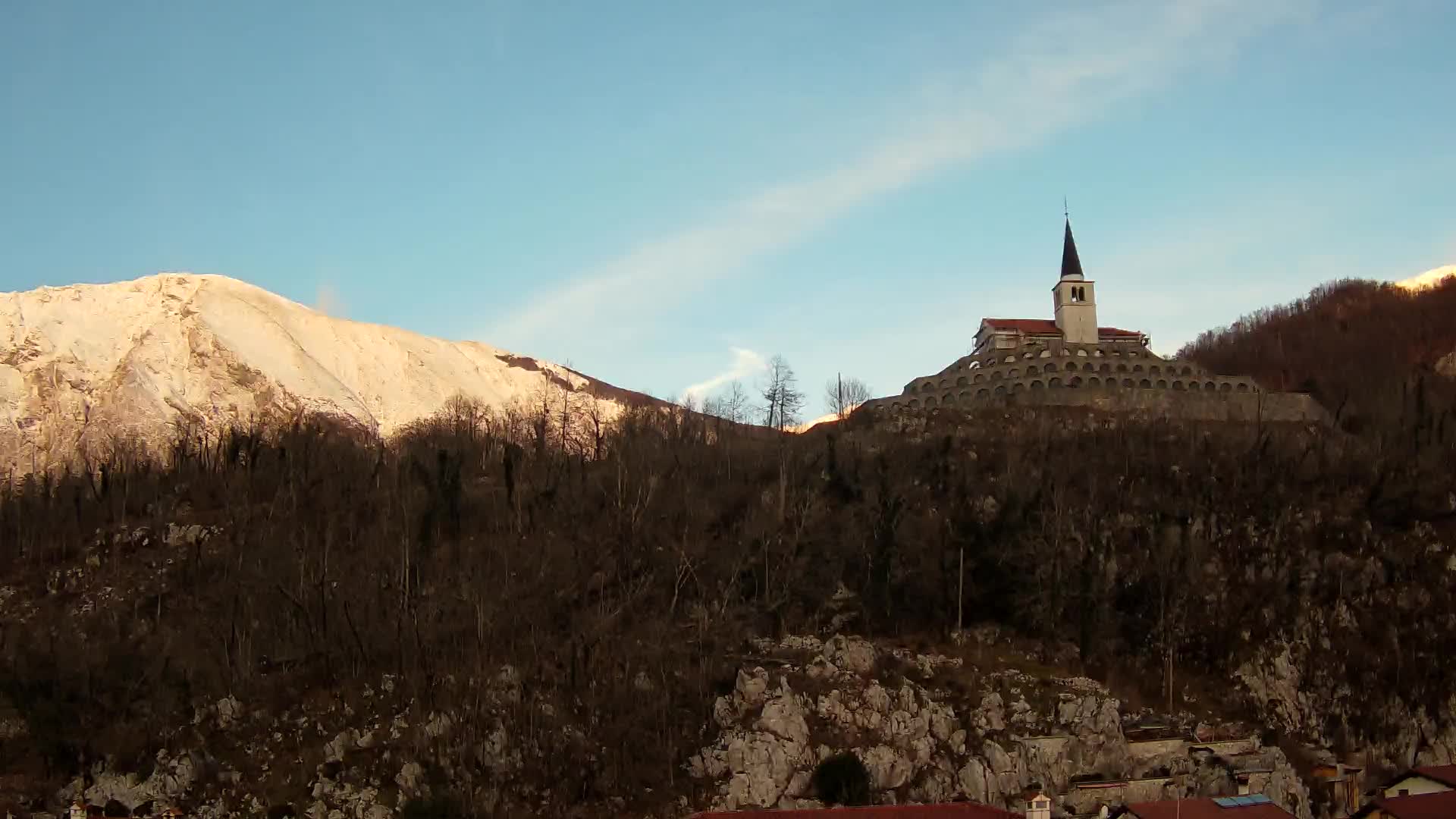 Kobarid webcam – View to Charnel House from 1st world war