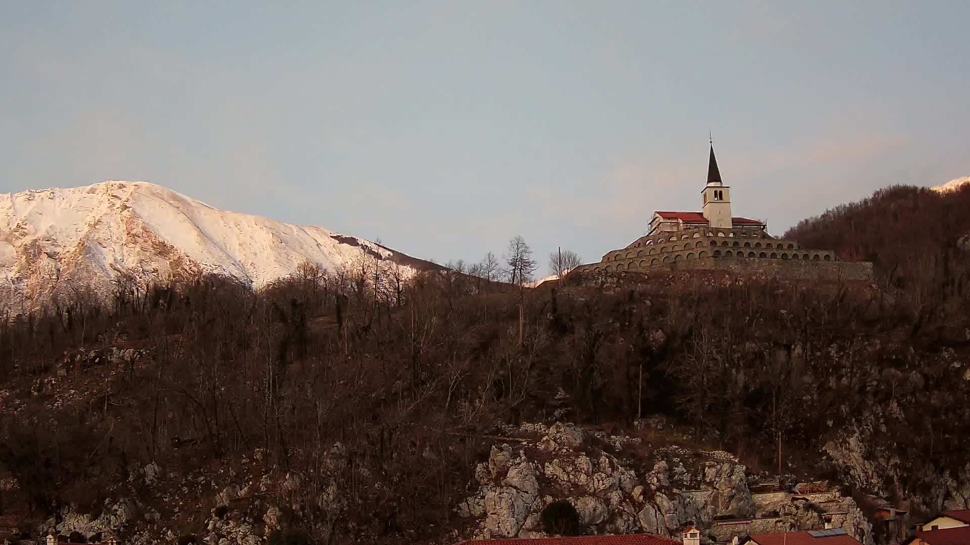 Kobarid webcam – View to Charnel House from 1st world war