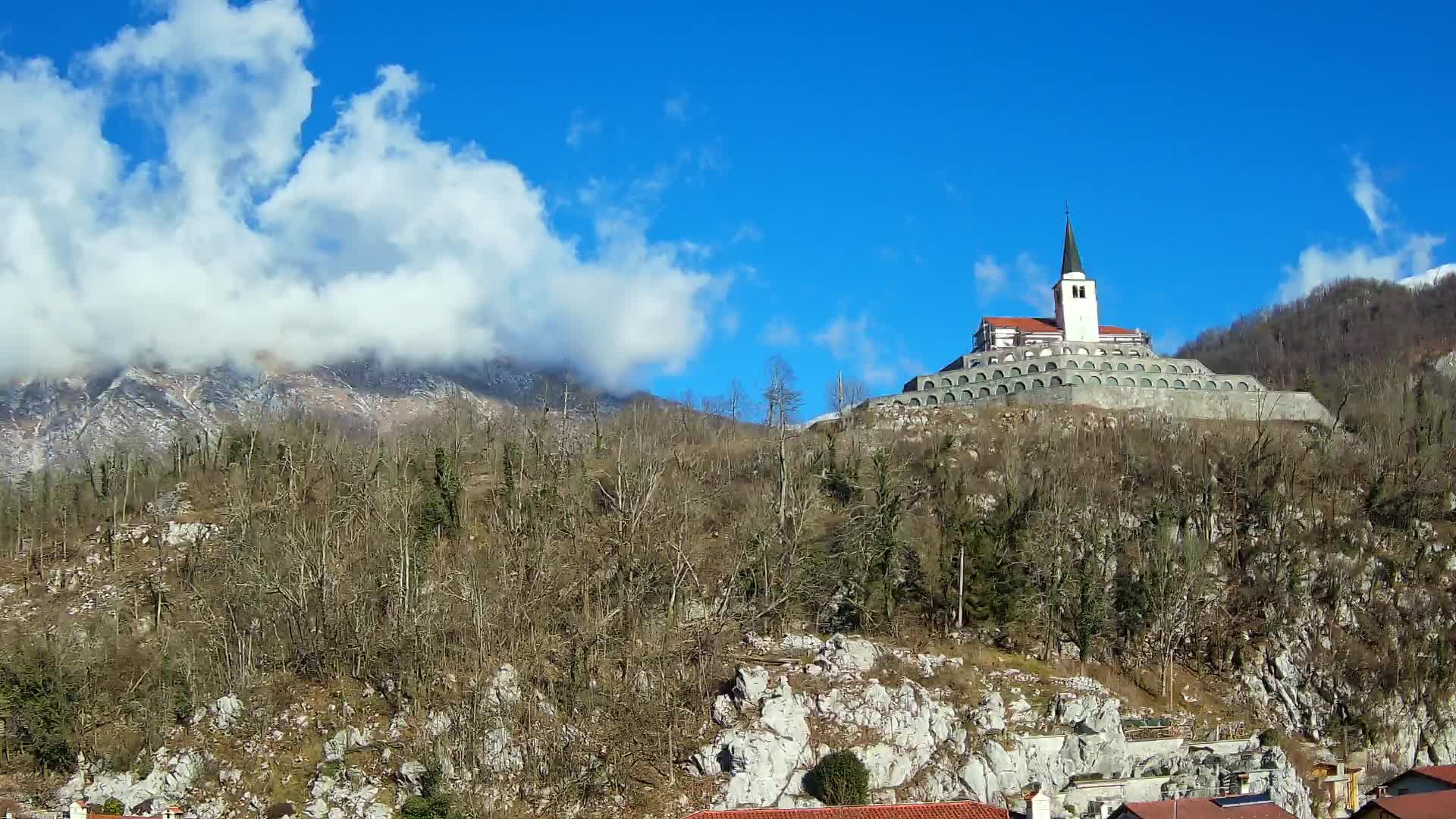 Kobarid webcam – View to Charnel House from 1st world war