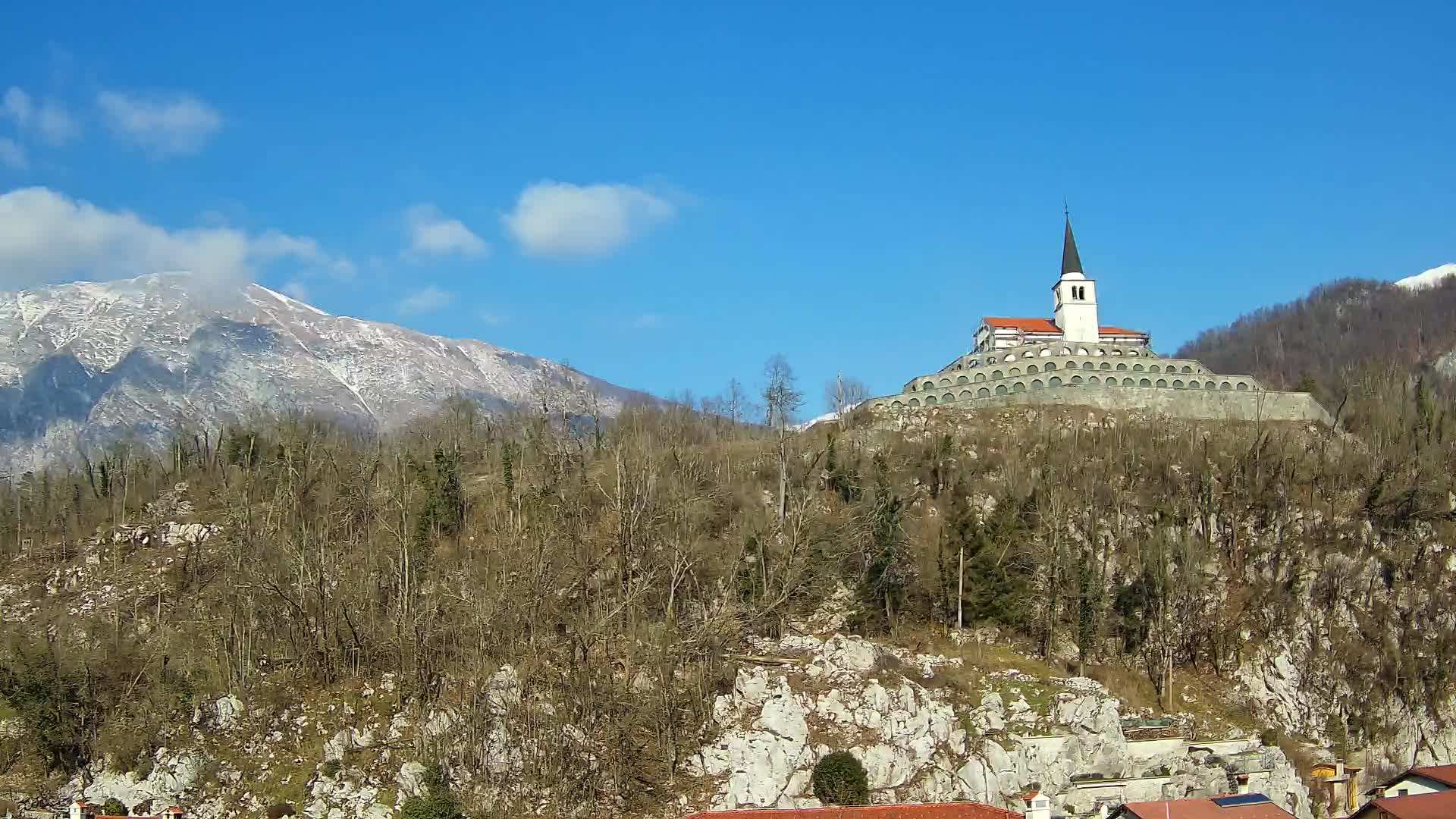 Kobarid webcam – View to Charnel House from 1st world war