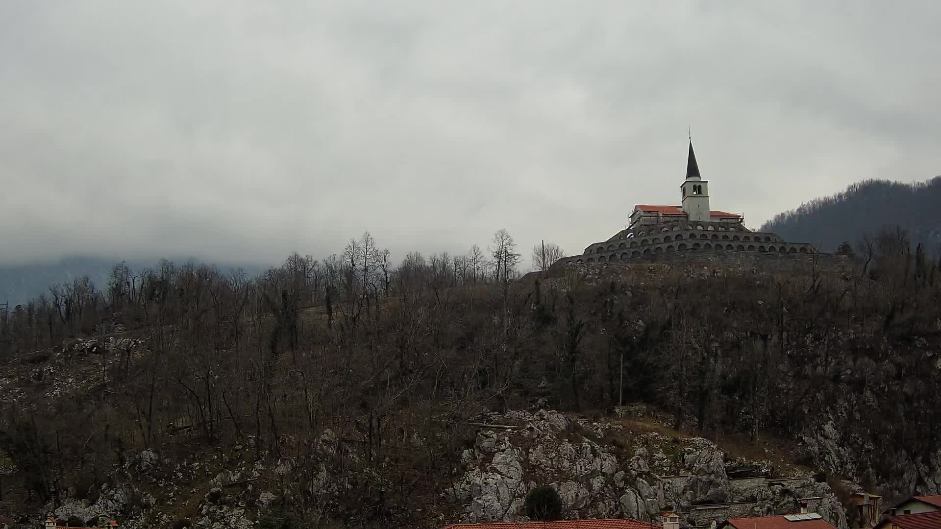 Kobarid webcam – View to Charnel House from 1st world war