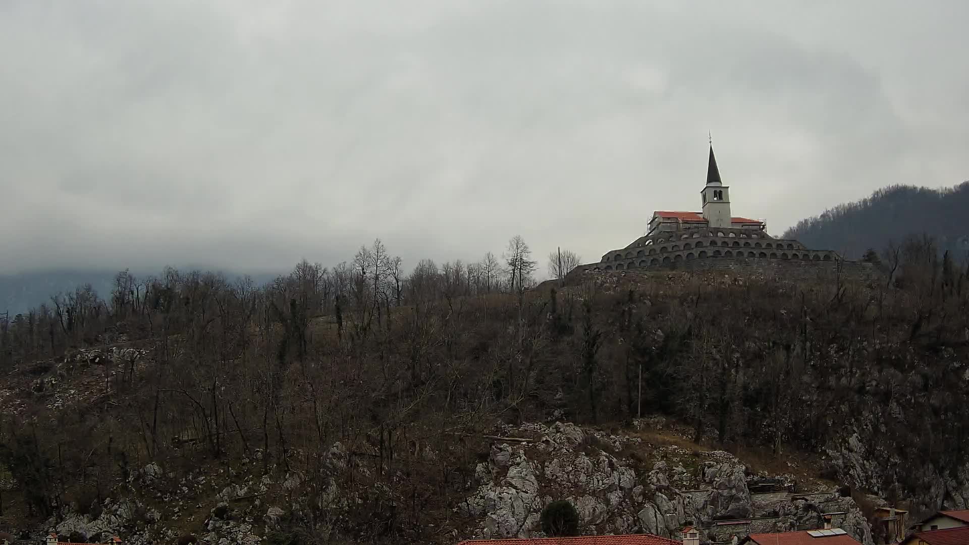 Kobarid webcam – View to Charnel House from 1st world war