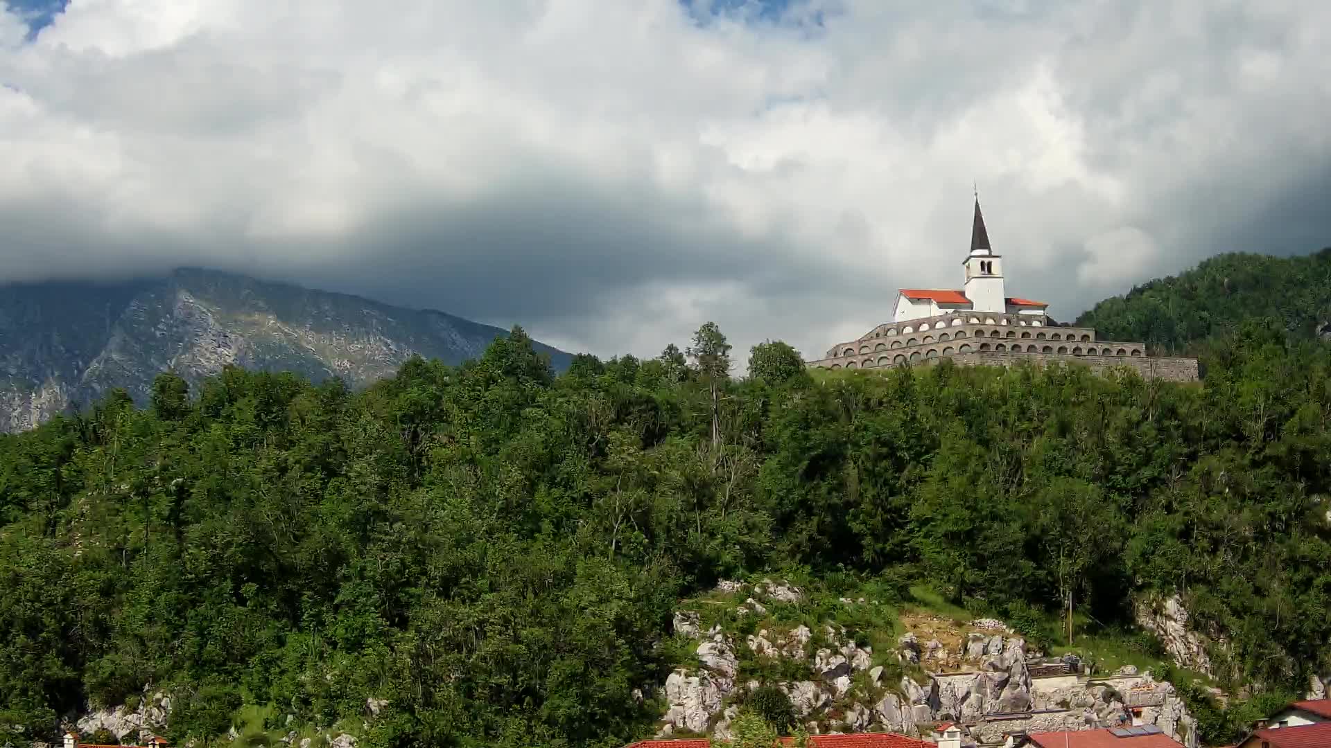 Kobarid webcam – View to Charnel House from 1st world war