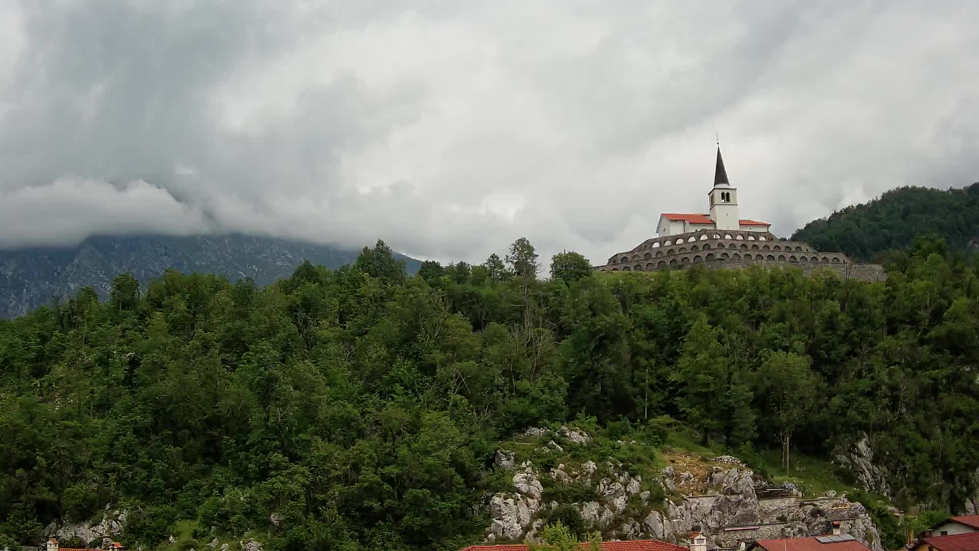 Kobarid webcam – View to Charnel House from 1st world war