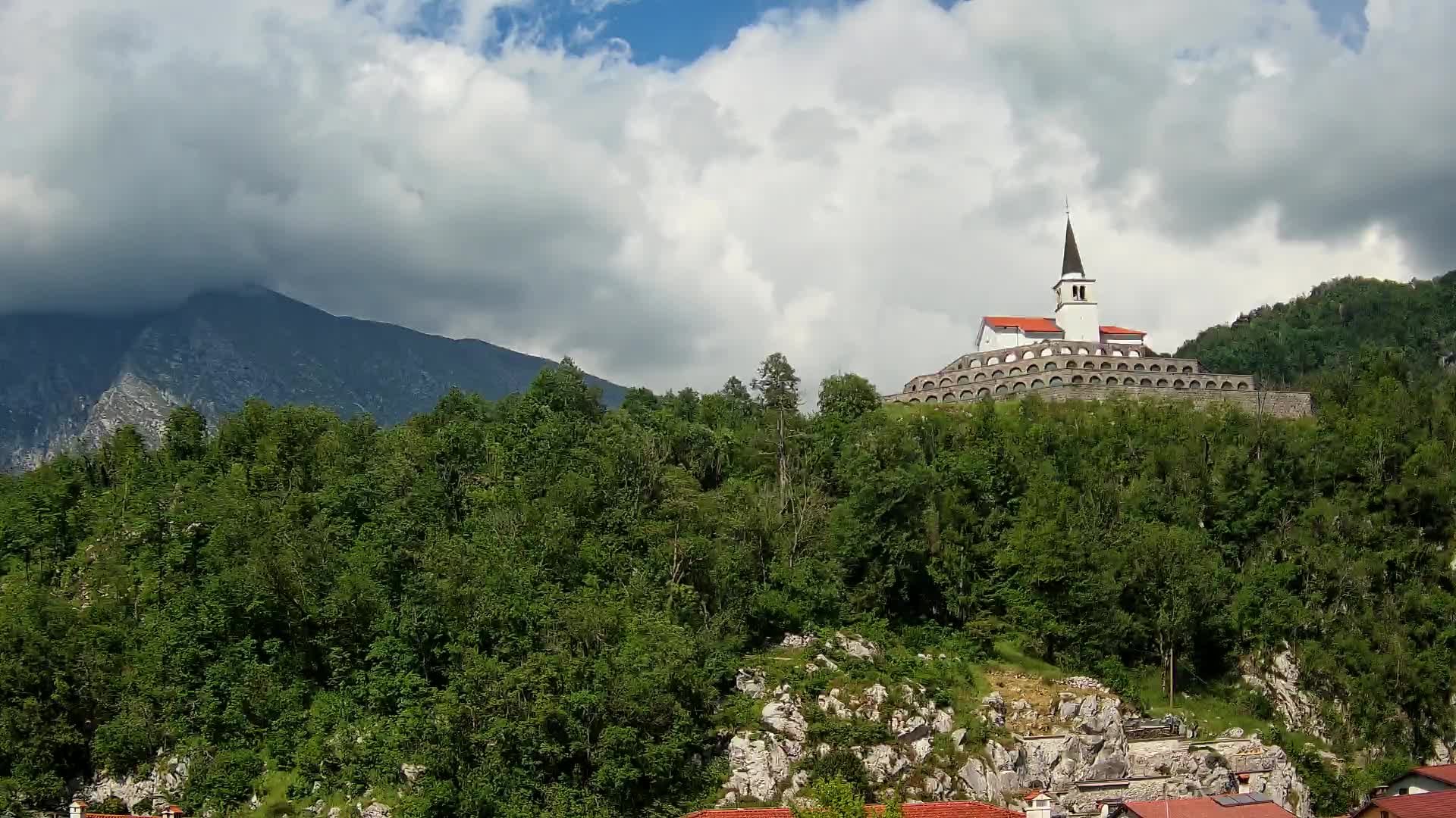 Kobarid webcam – View to Charnel House from 1st world war