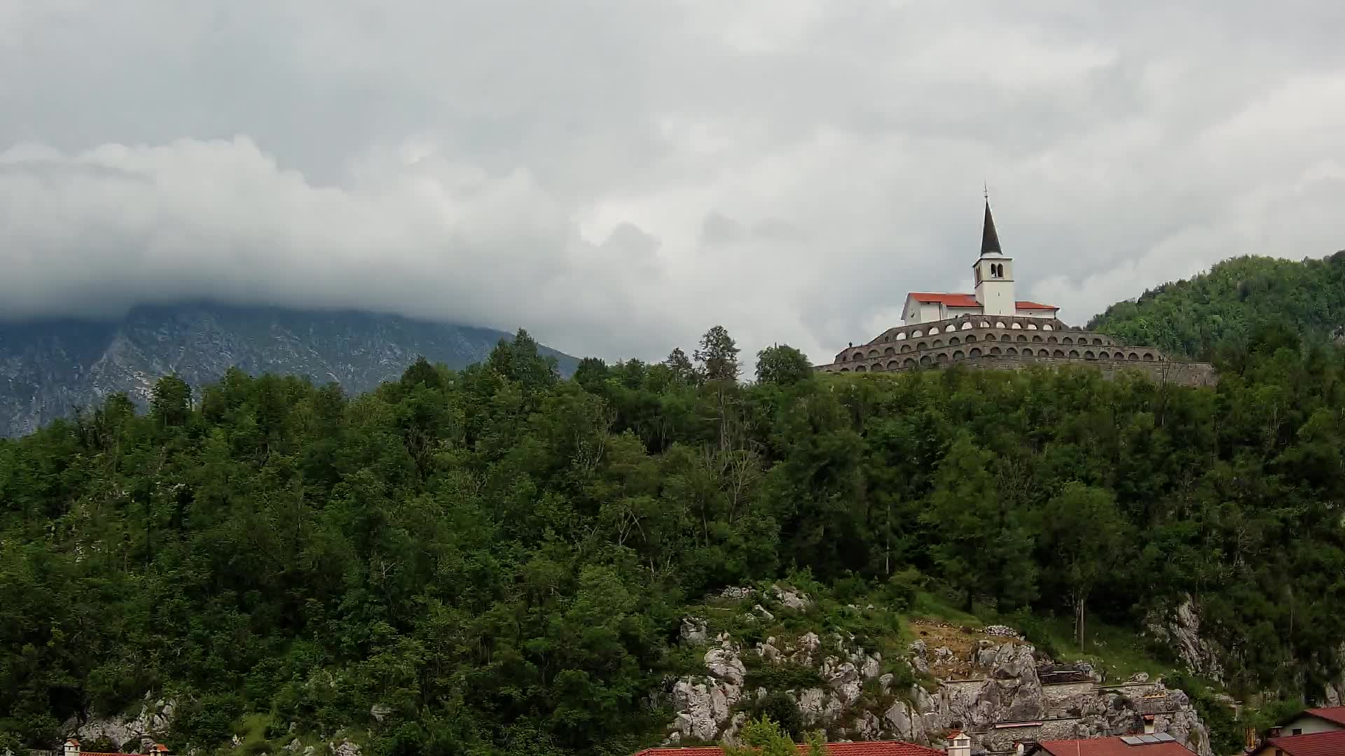 Kobarid webcam – View to Charnel House from 1st world war