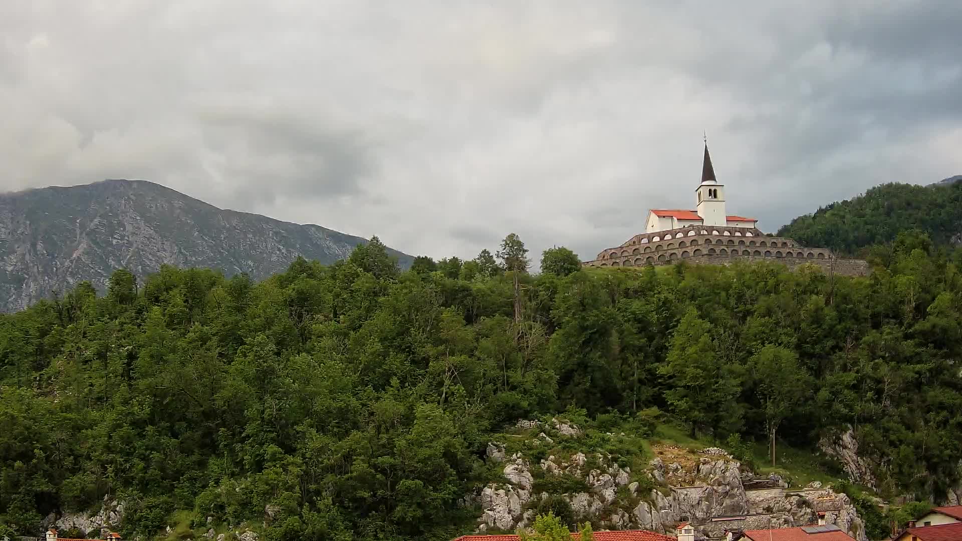 Kobarid webcam – View to Charnel House from 1st world war