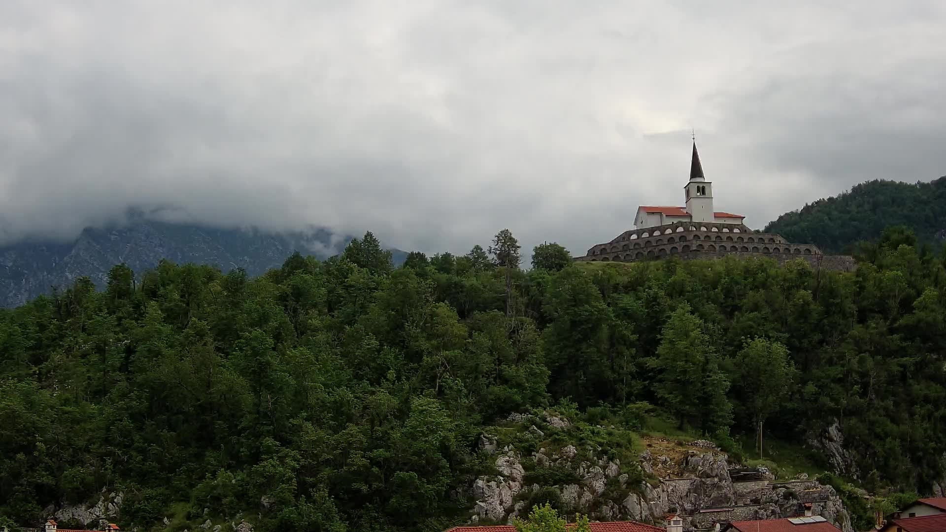 Kobarid webcam – View to Charnel House from 1st world war