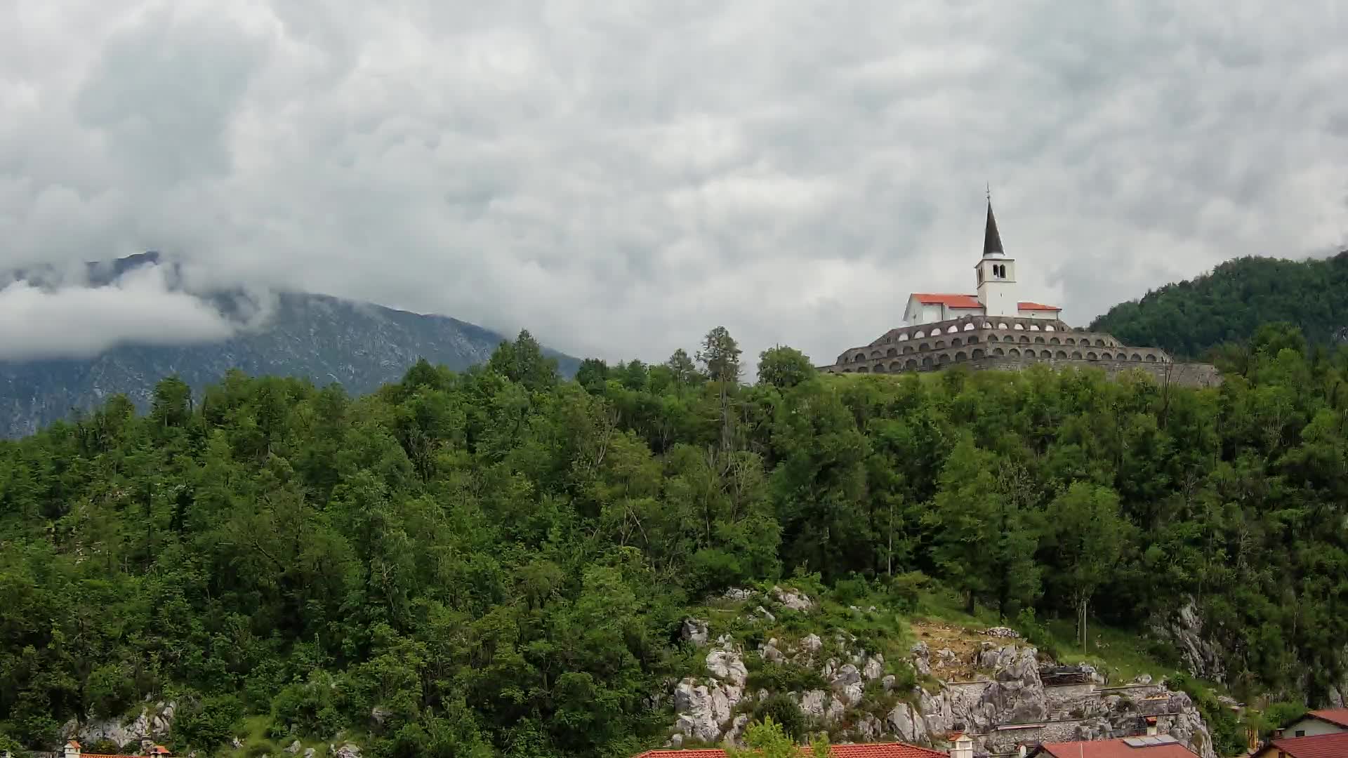 Kobarid webcam – View to Charnel House from 1st world war