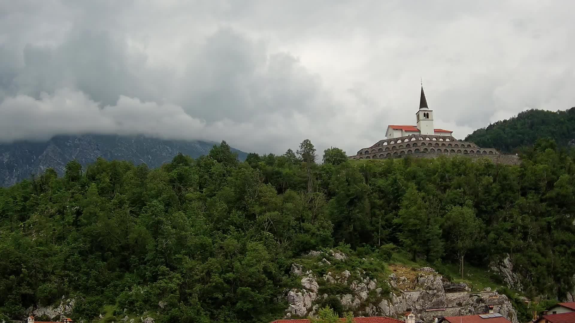Kobarid webcam – View to Charnel House from 1st world war