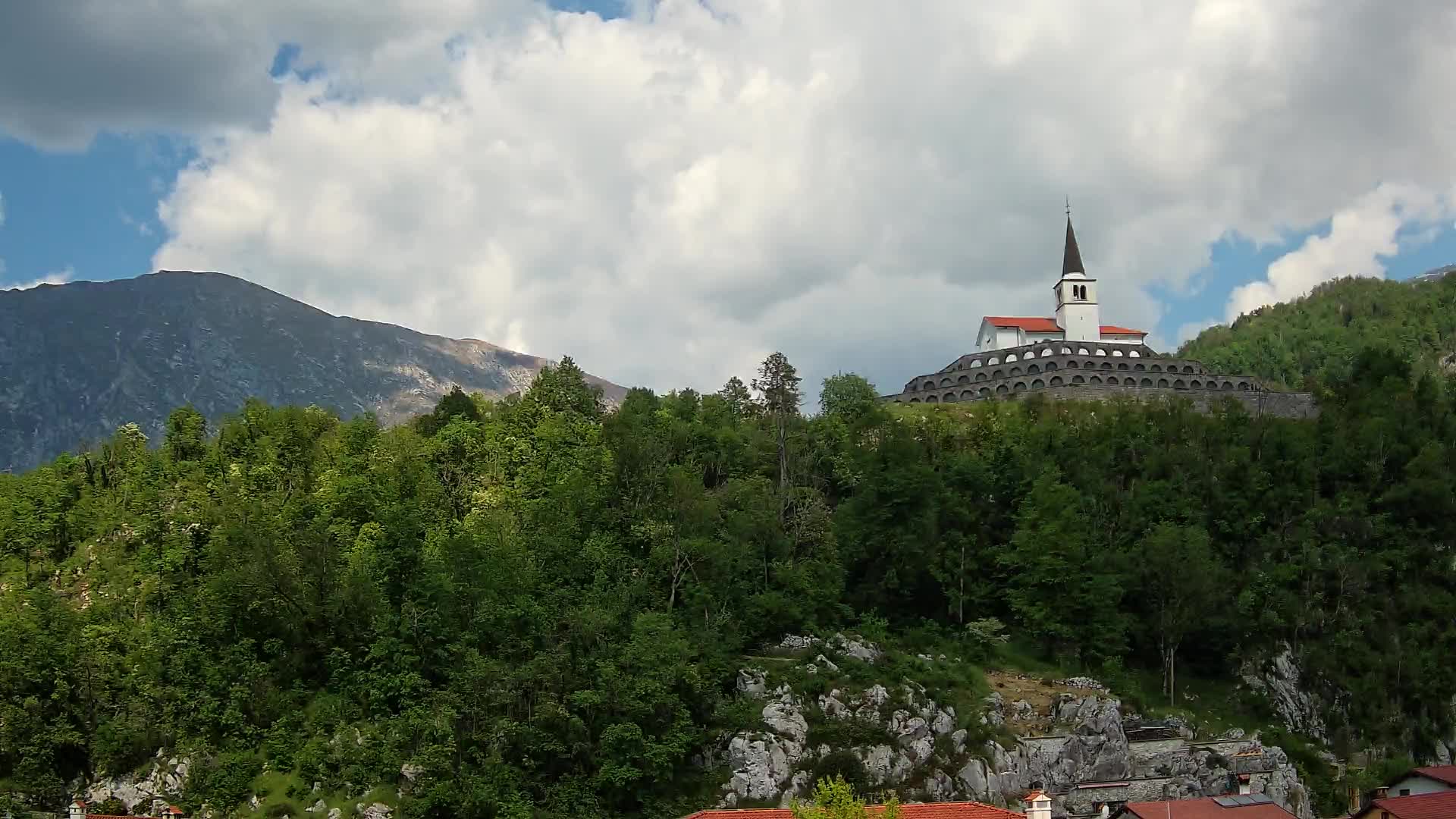 Kobarid webcam – View to Charnel House from 1st world war