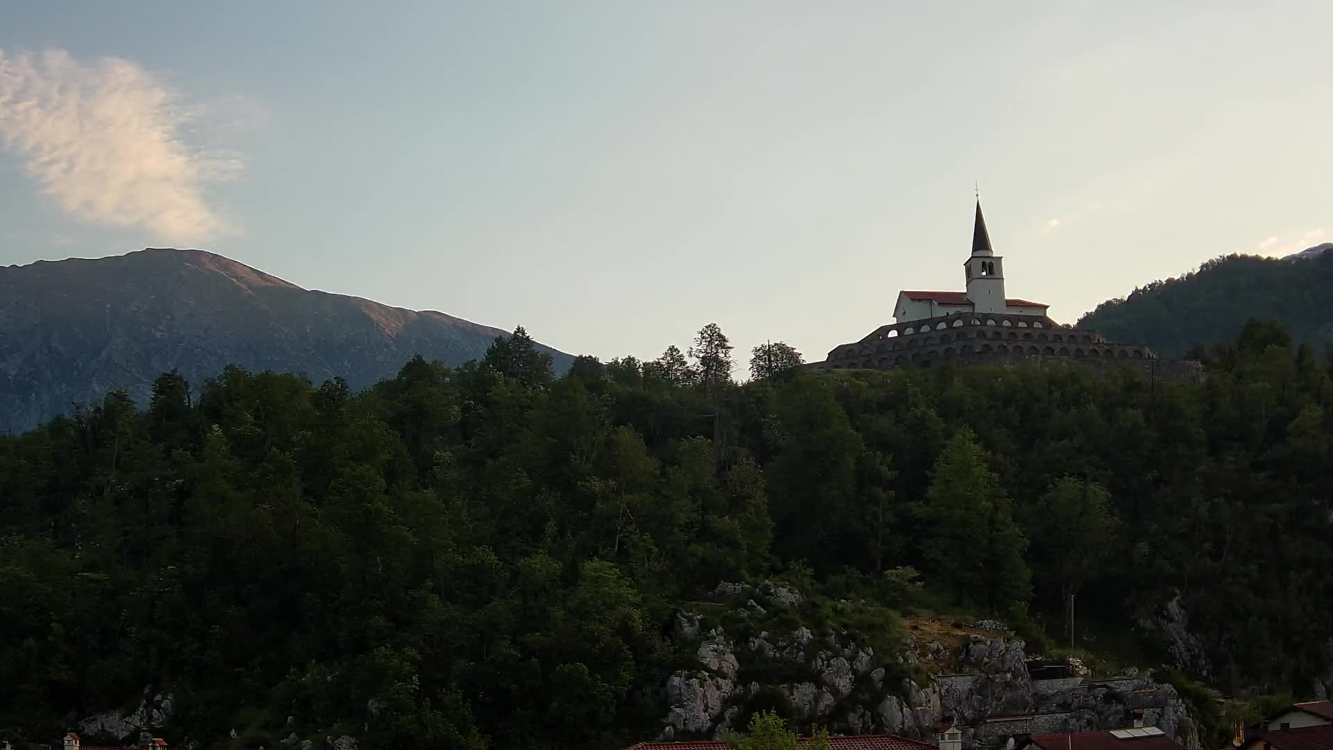 Kobarid webcam – View to Charnel House from 1st world war