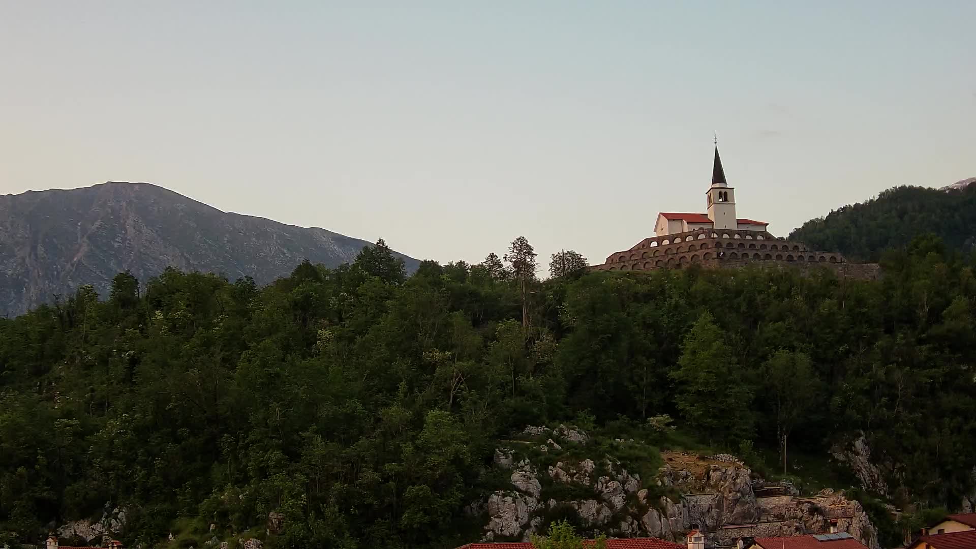 Kobarid webcam – View to Charnel House from 1st world war