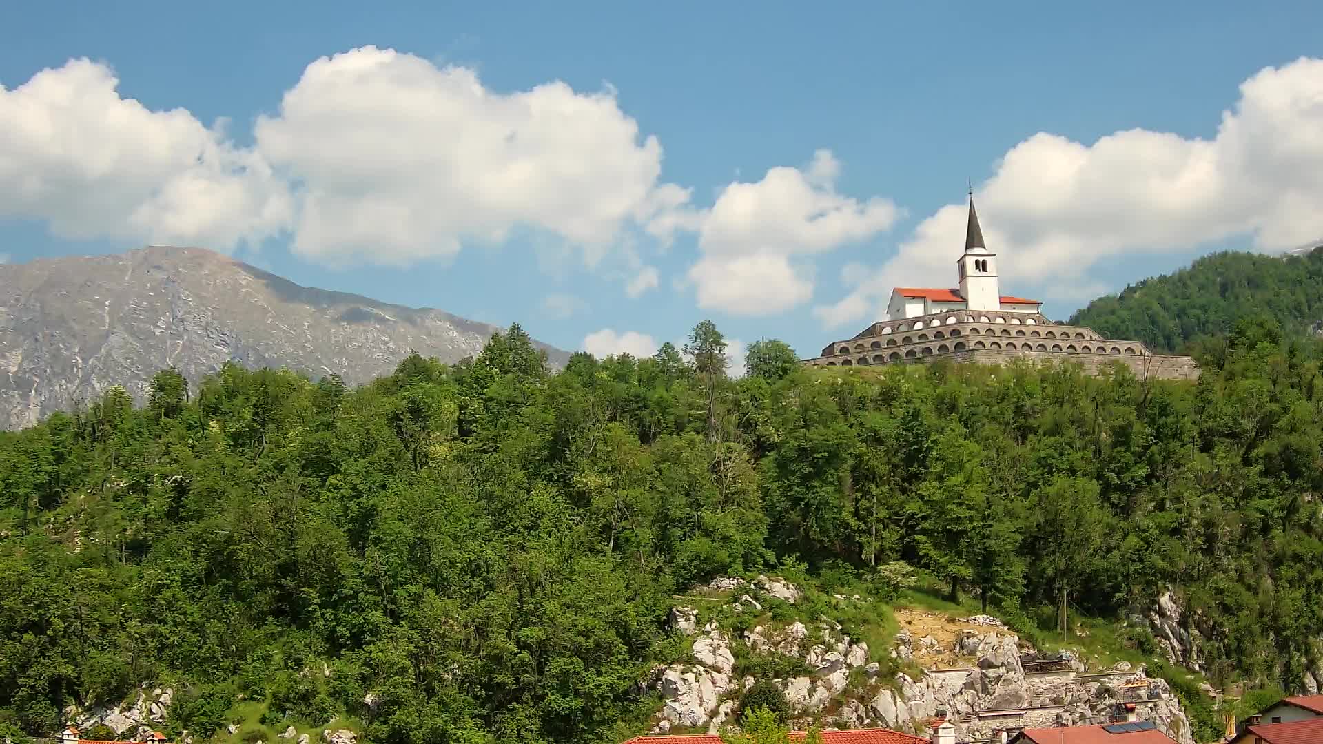 Kobarid webcam – View to Charnel House from 1st world war
