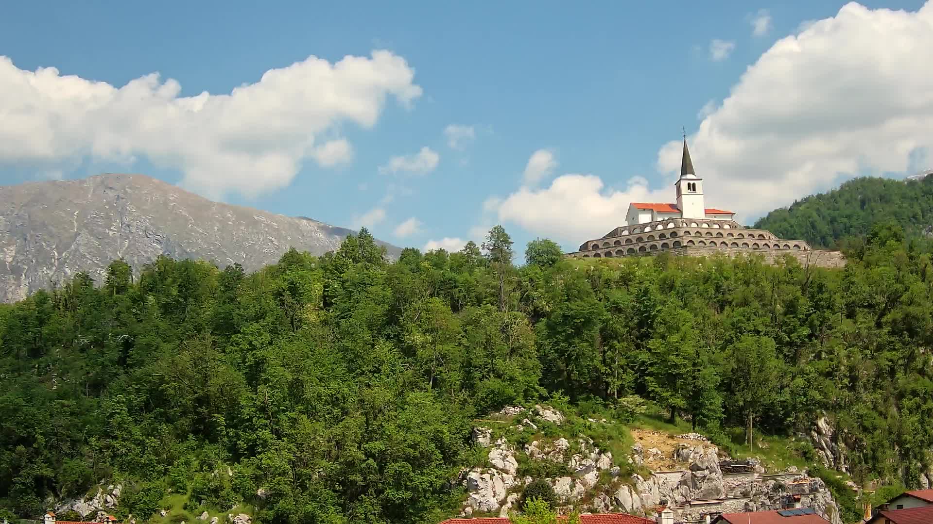 Kobarid webcam – View to Charnel House from 1st world war