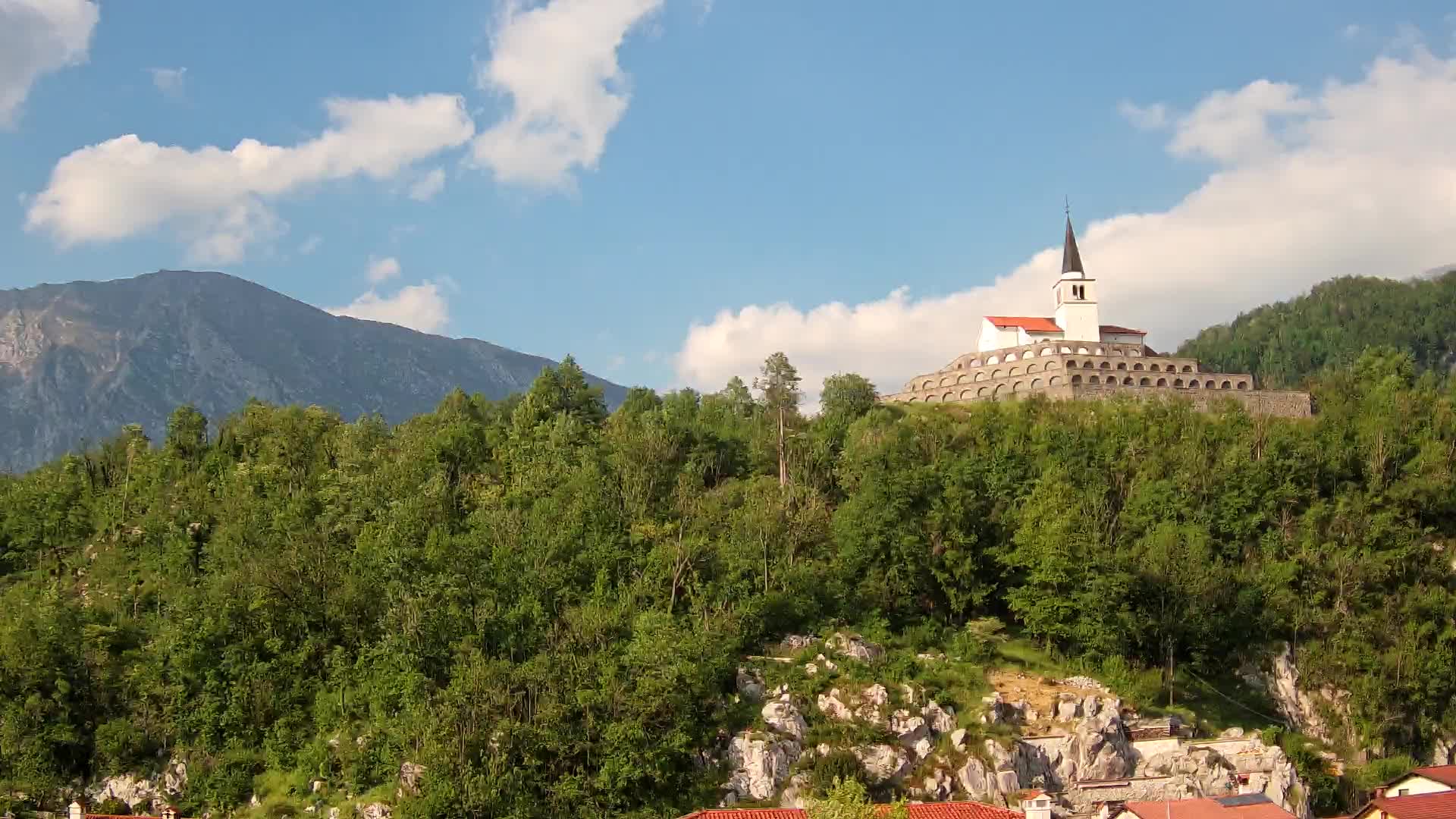 Kobarid webcam – View to Charnel House from 1st world war
