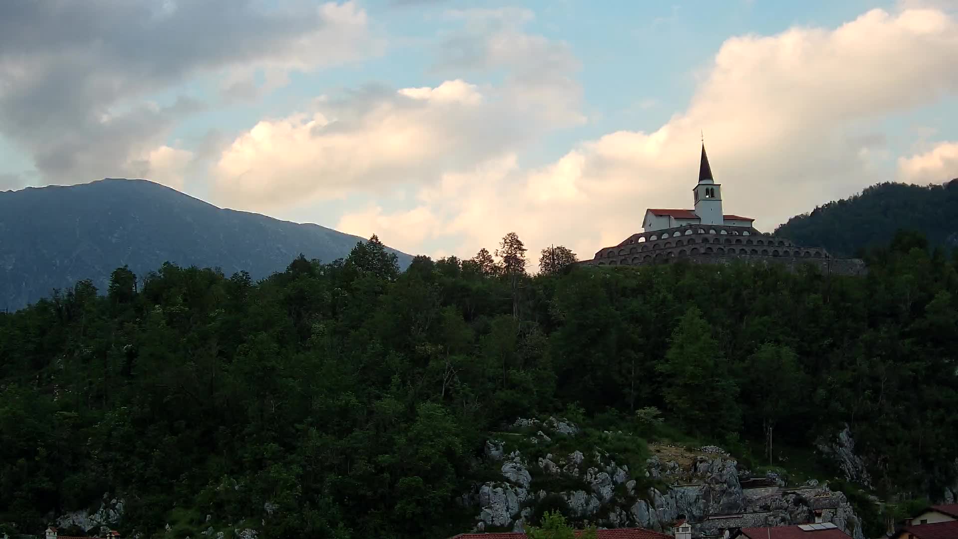 Kobarid webcam – View to Charnel House from 1st world war