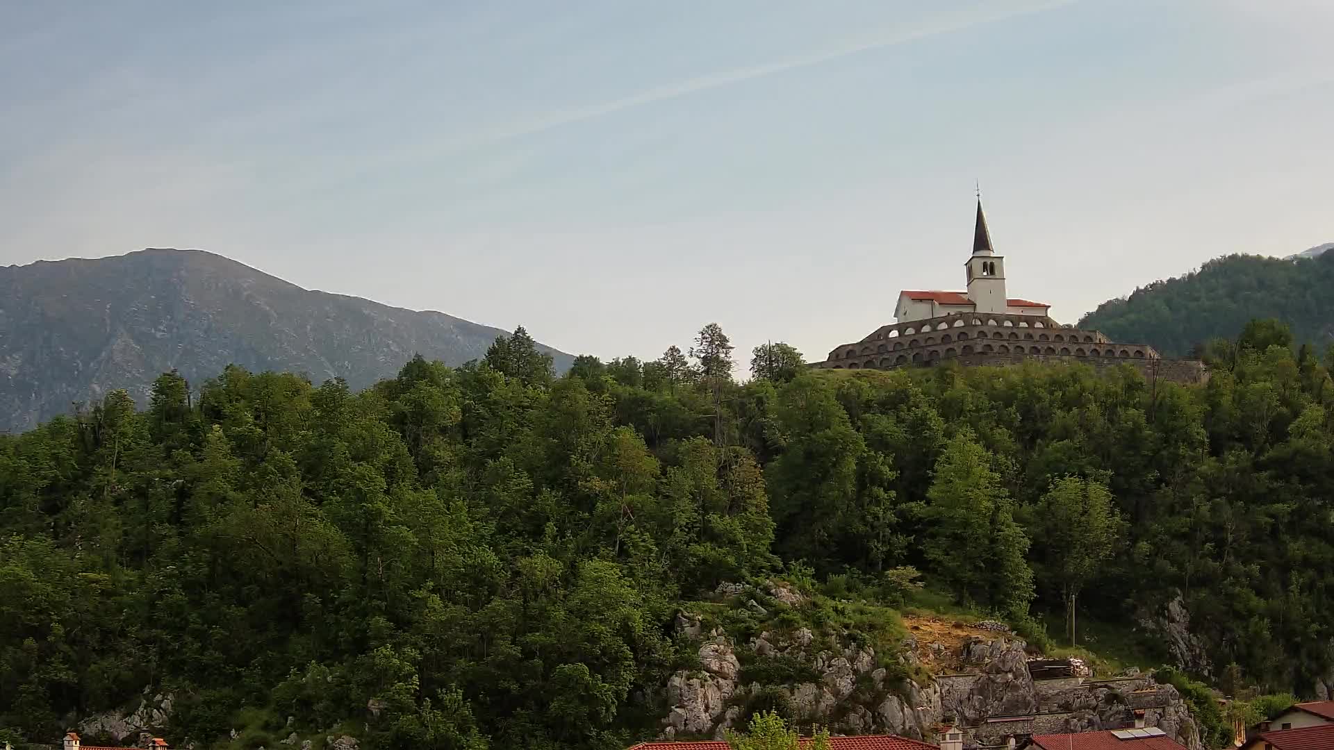 Kobarid webcam – View to Charnel House from 1st world war