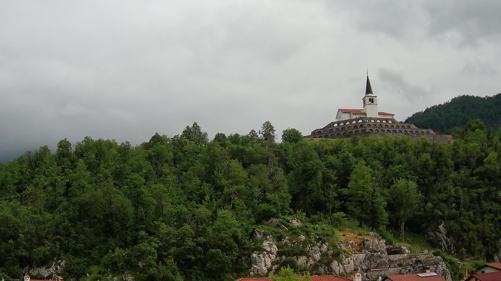 Kobarid webcam – View to Charnel House from 1st world war