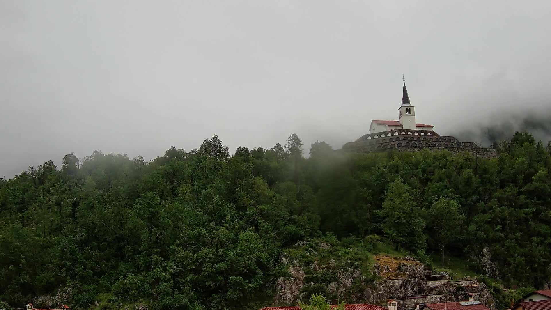 Kobarid Spletna kmera – Pogled na kostnico iz 1. svetovne vojne