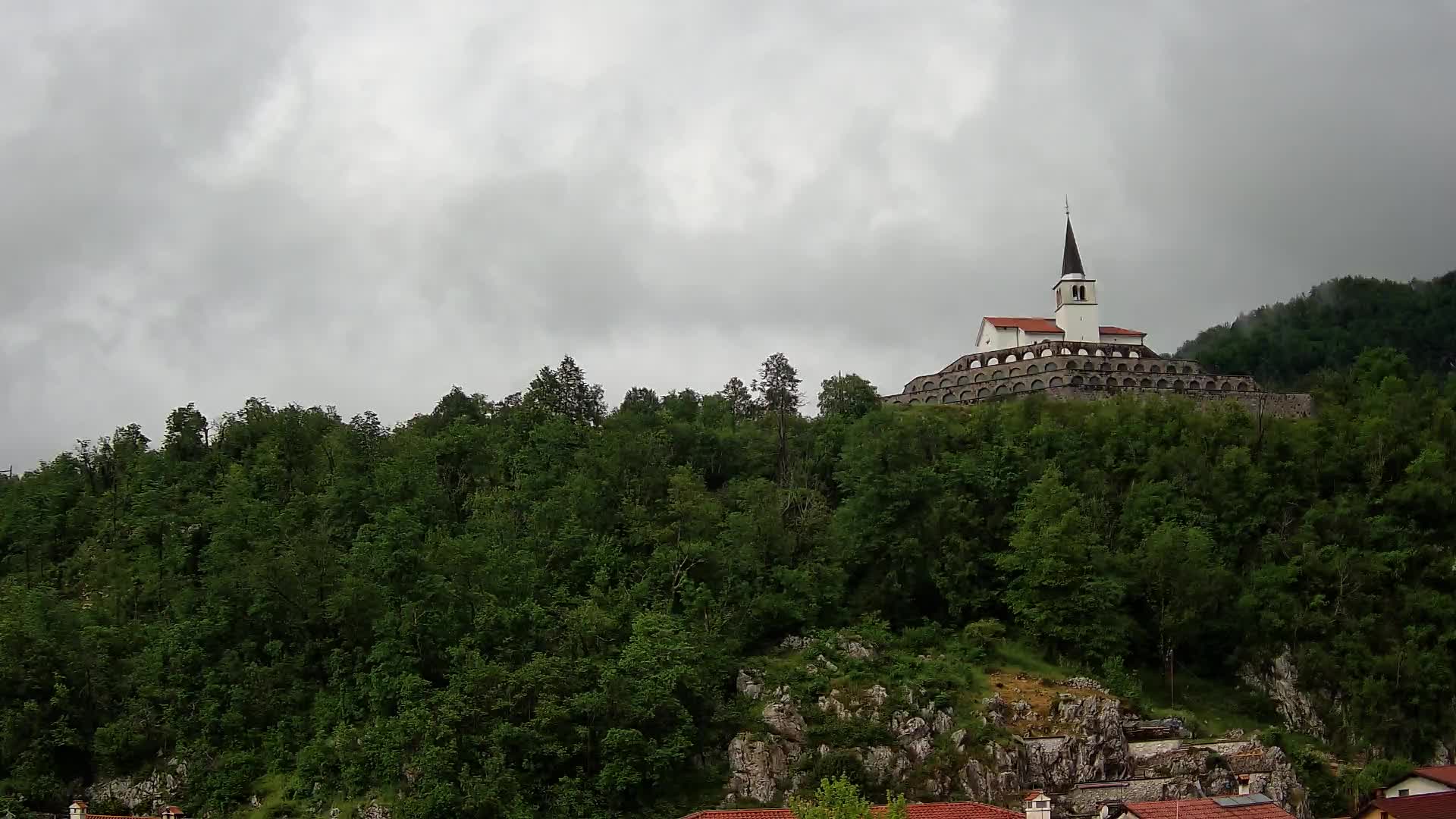 Kobarid-Webcam – Blick auf das Beinhaus aus dem 1. Weltkrieg