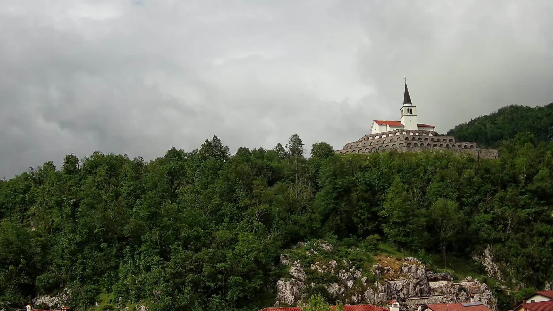 Kobarid webcam – View to Charnel House from 1st world war