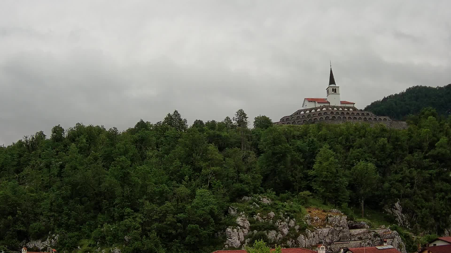 Kobarid webcam – View to Charnel House from 1st world war