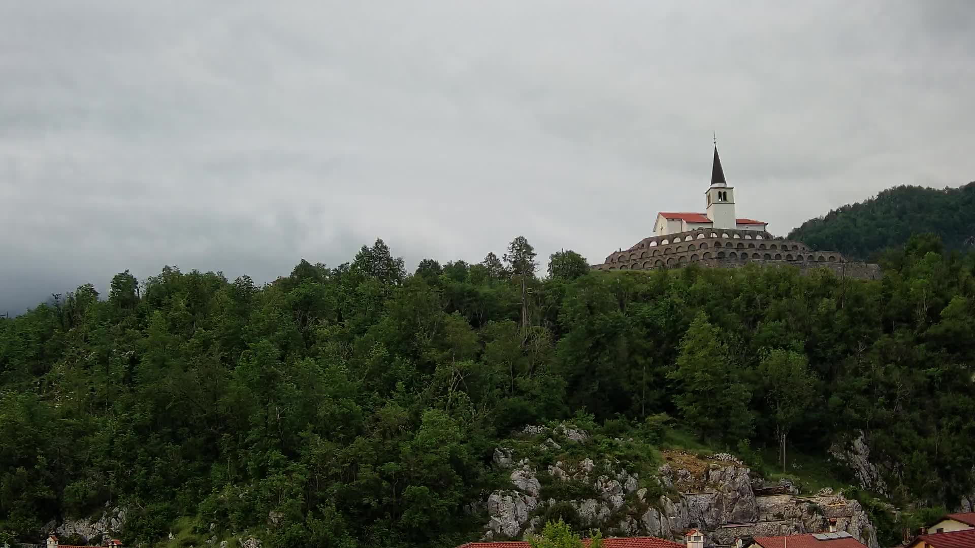 Kobarid webcam – View to Charnel House from 1st world war